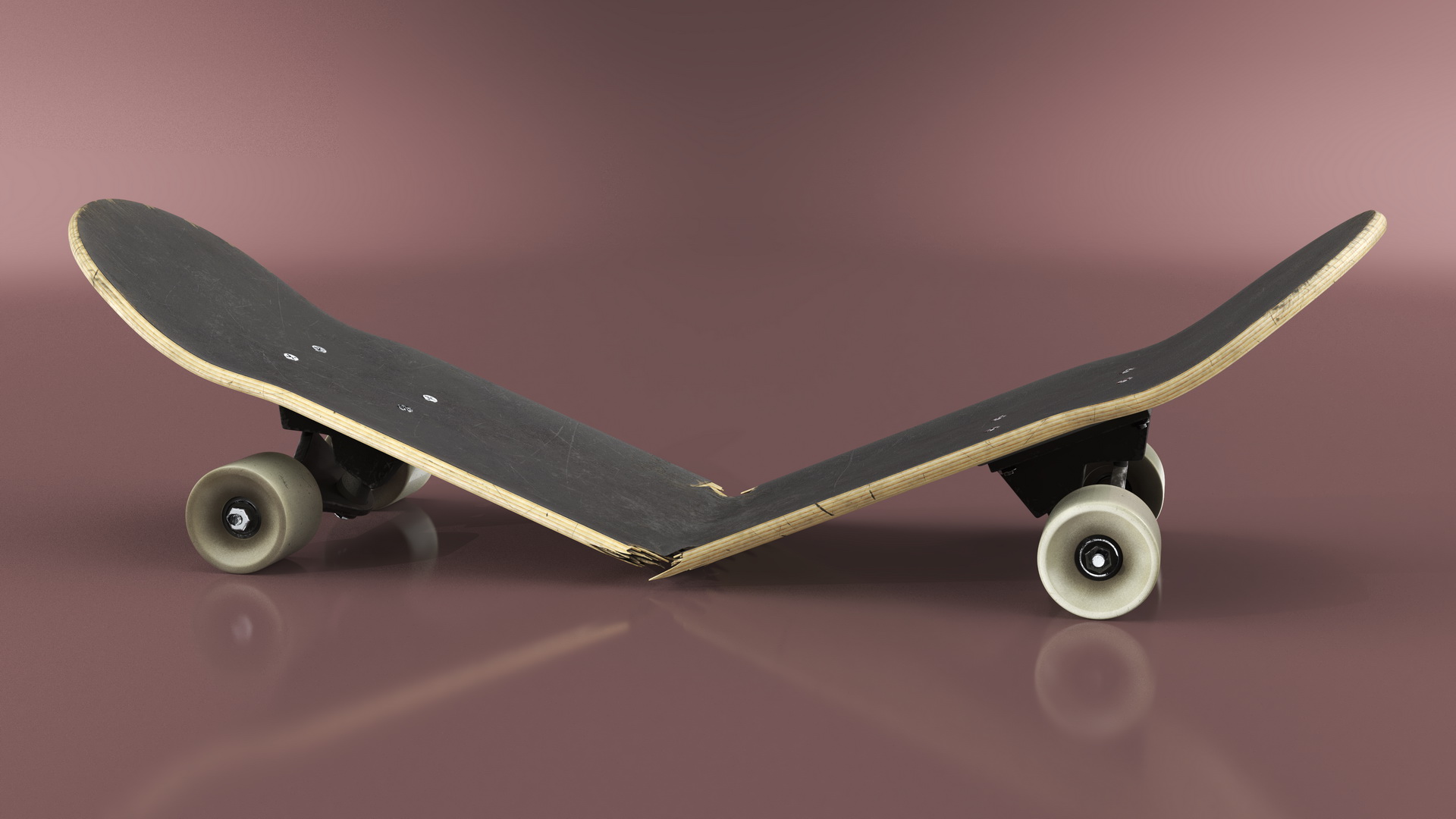 Skateboard Broken in Two 3D model