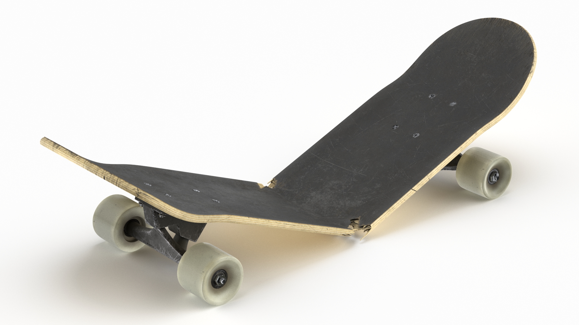 Skateboard Broken in Two 3D model