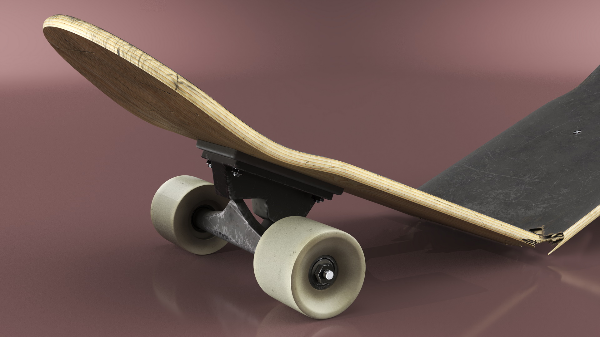 Skateboard Broken in Two 3D model