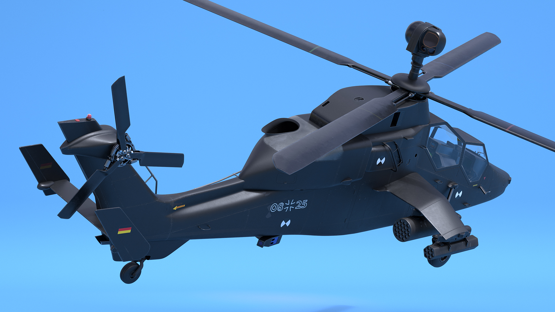 Eurocopter Tiger EC665 Black Rigged for Cinema 4D 3D model