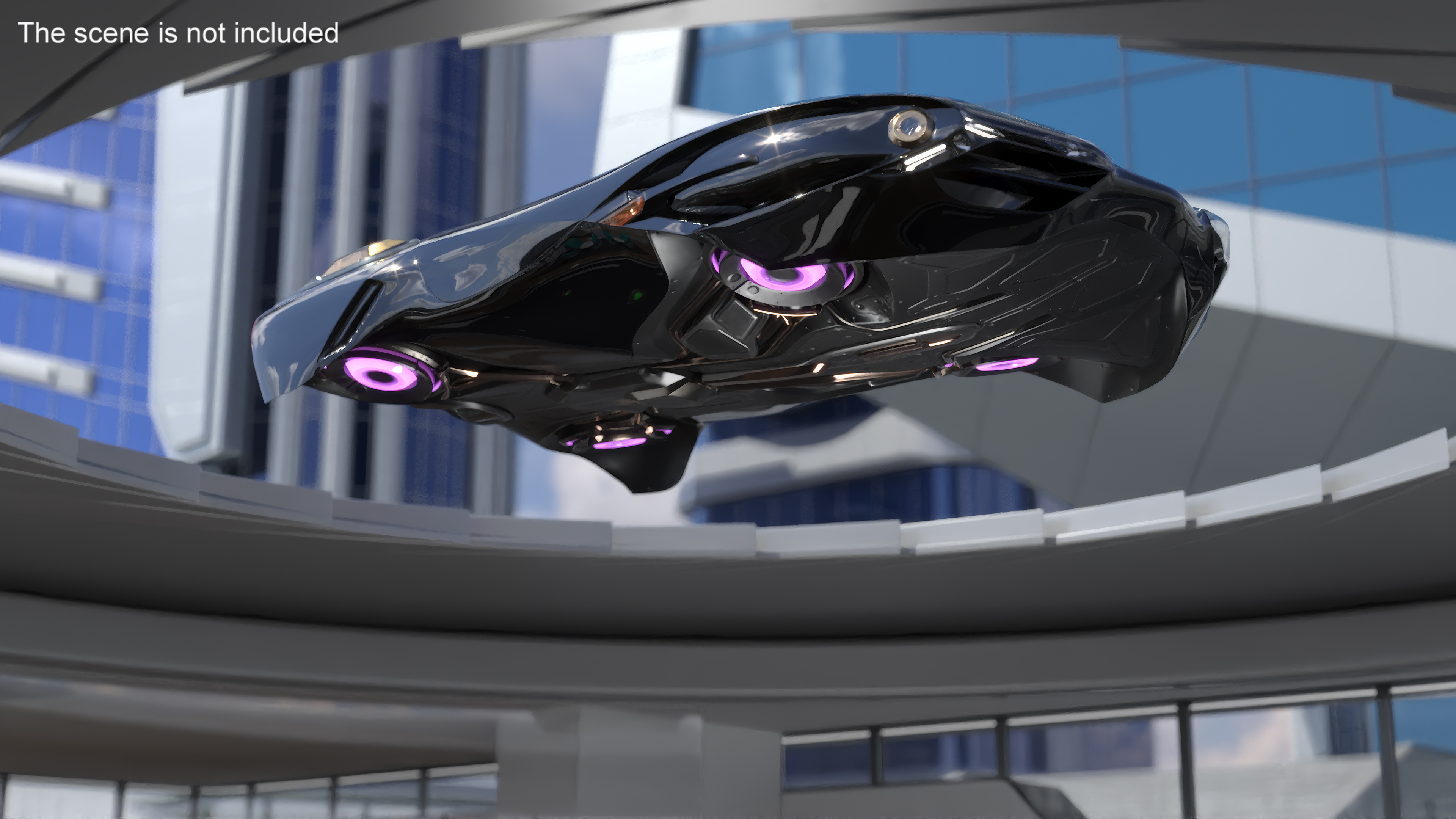 3D Black Futuristic Urban Flying Car model