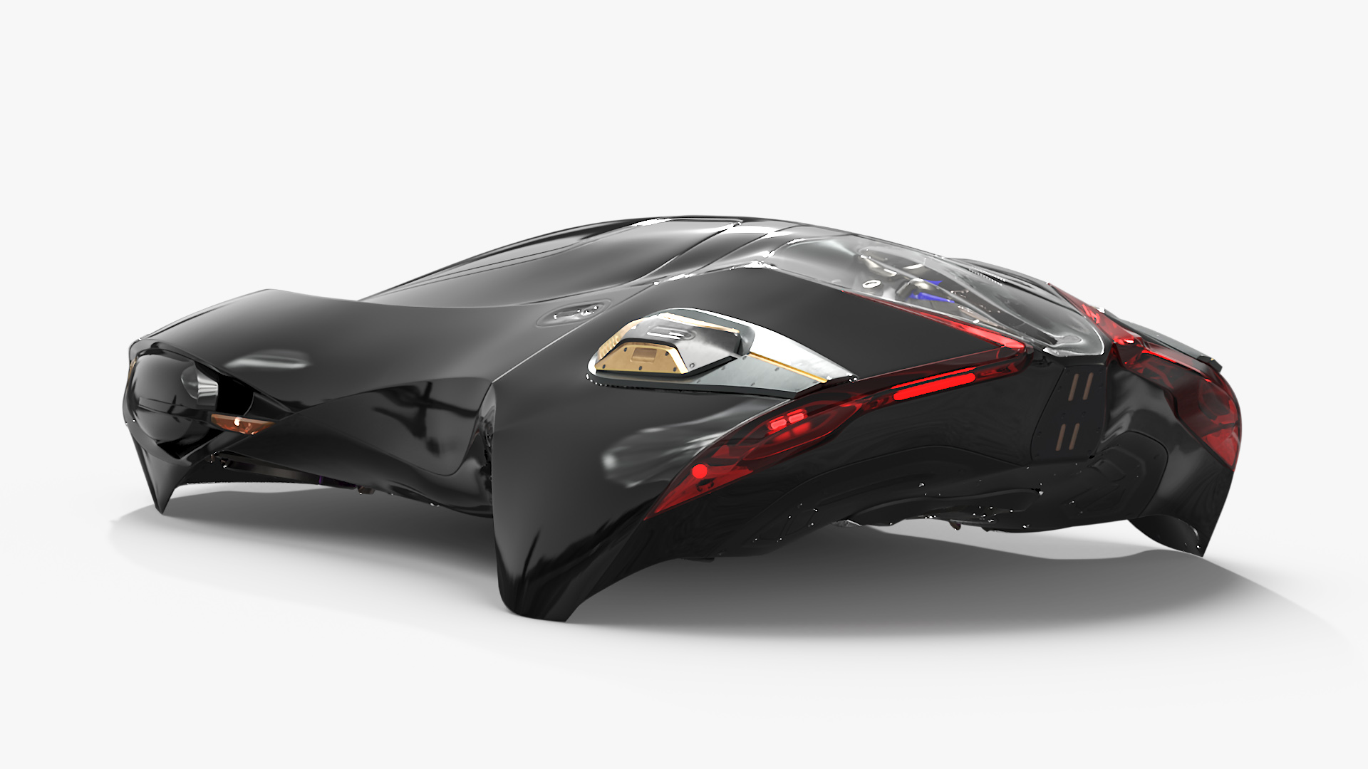 3D Black Futuristic Urban Flying Car model