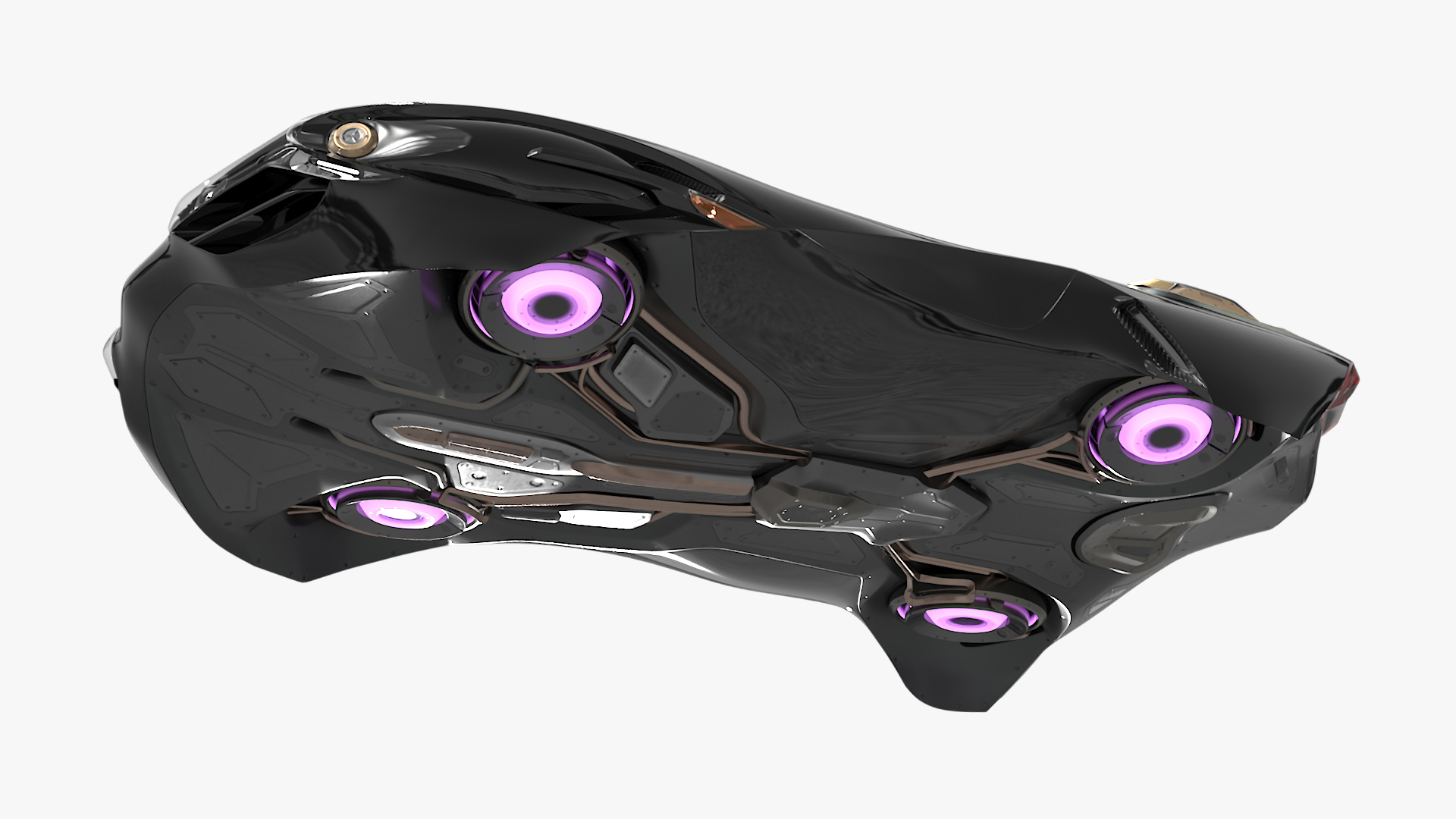 3D Black Futuristic Urban Flying Car model