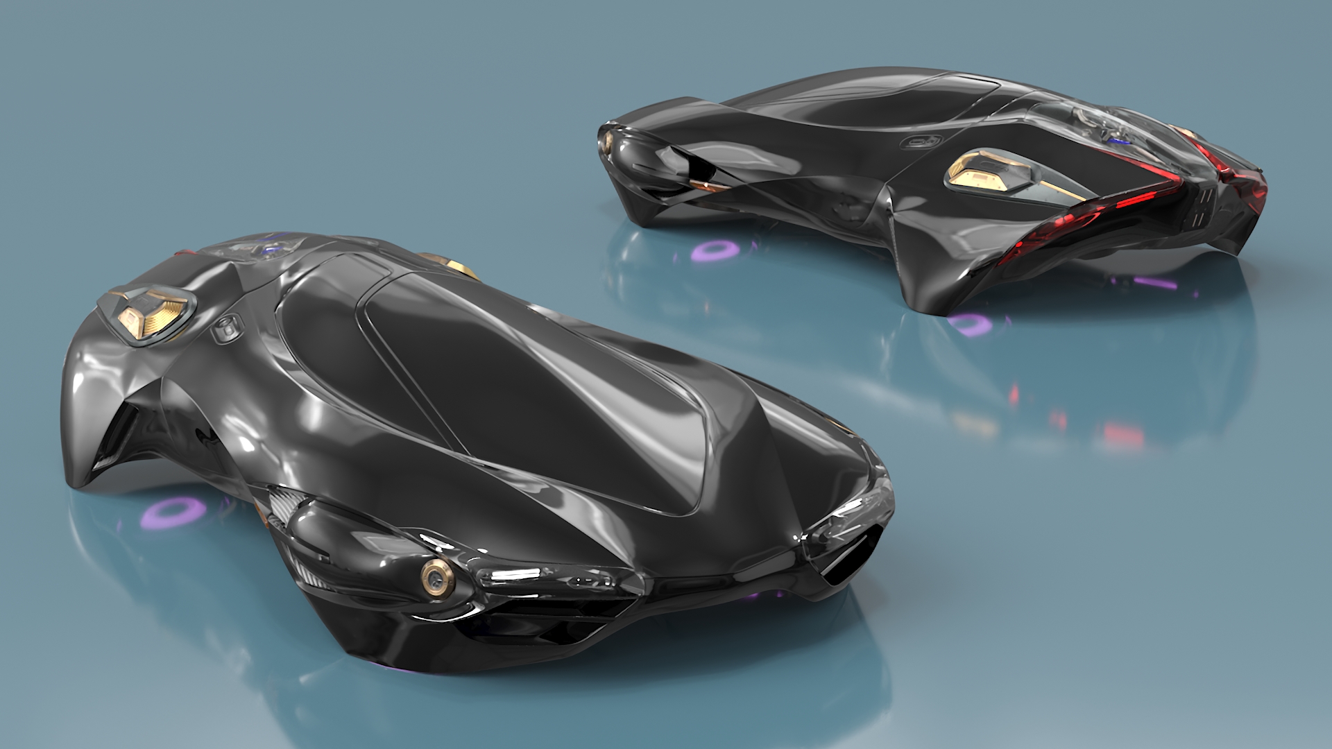 3D Black Futuristic Urban Flying Car model