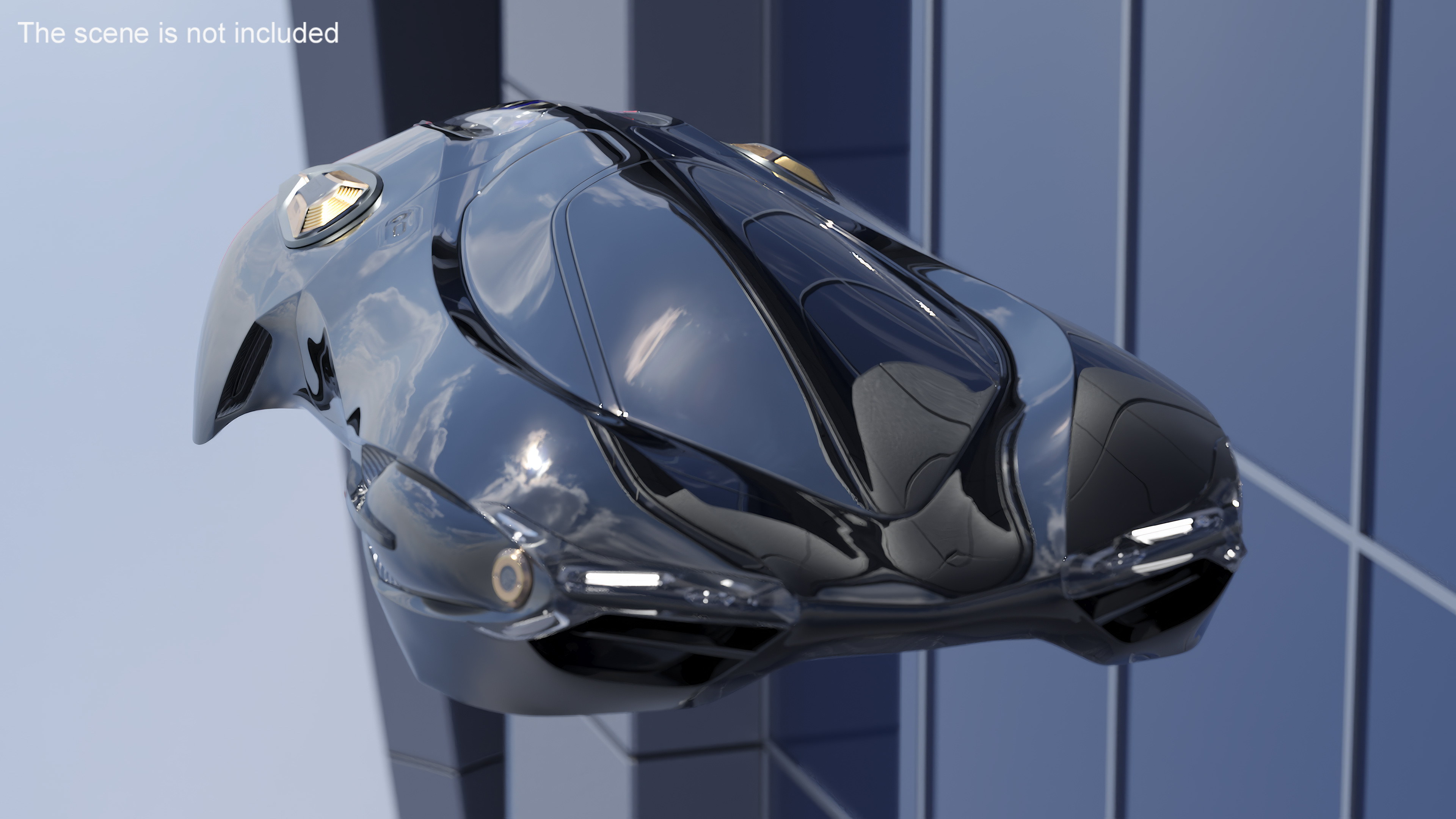 3D Black Futuristic Urban Flying Car model