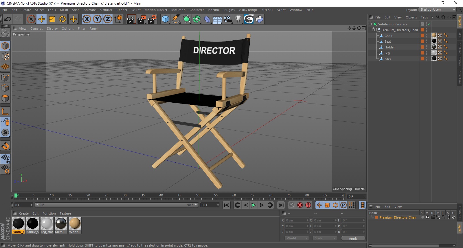 3D Premium Directors Chair model