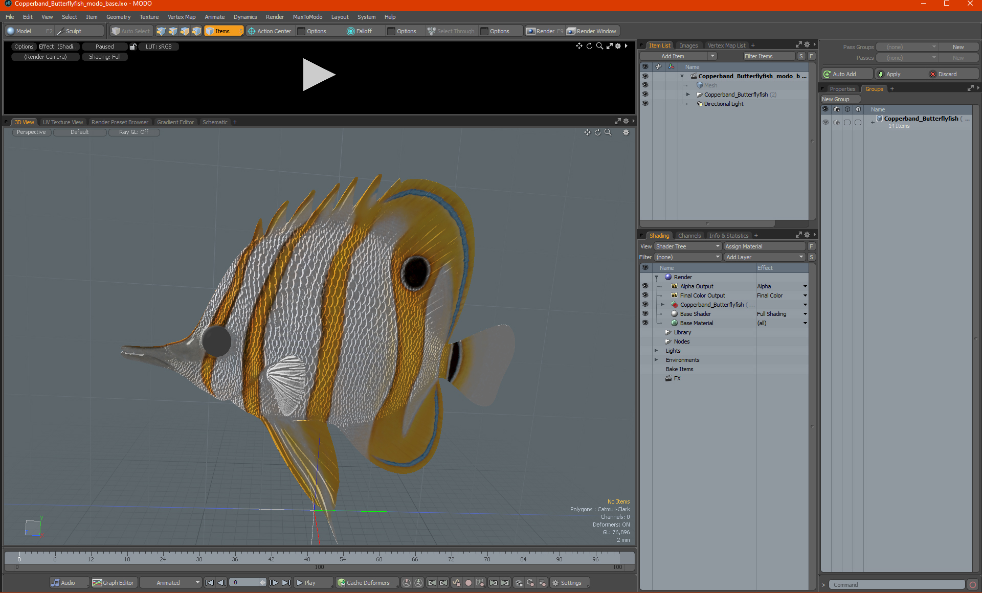 Copperband Butterflyfish 3D model