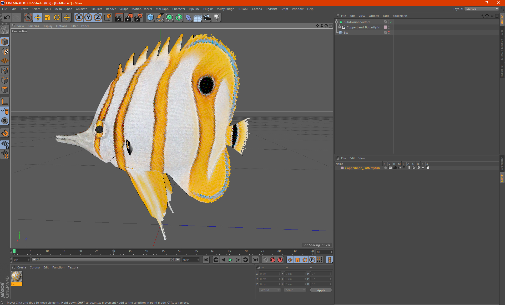 Copperband Butterflyfish 3D model