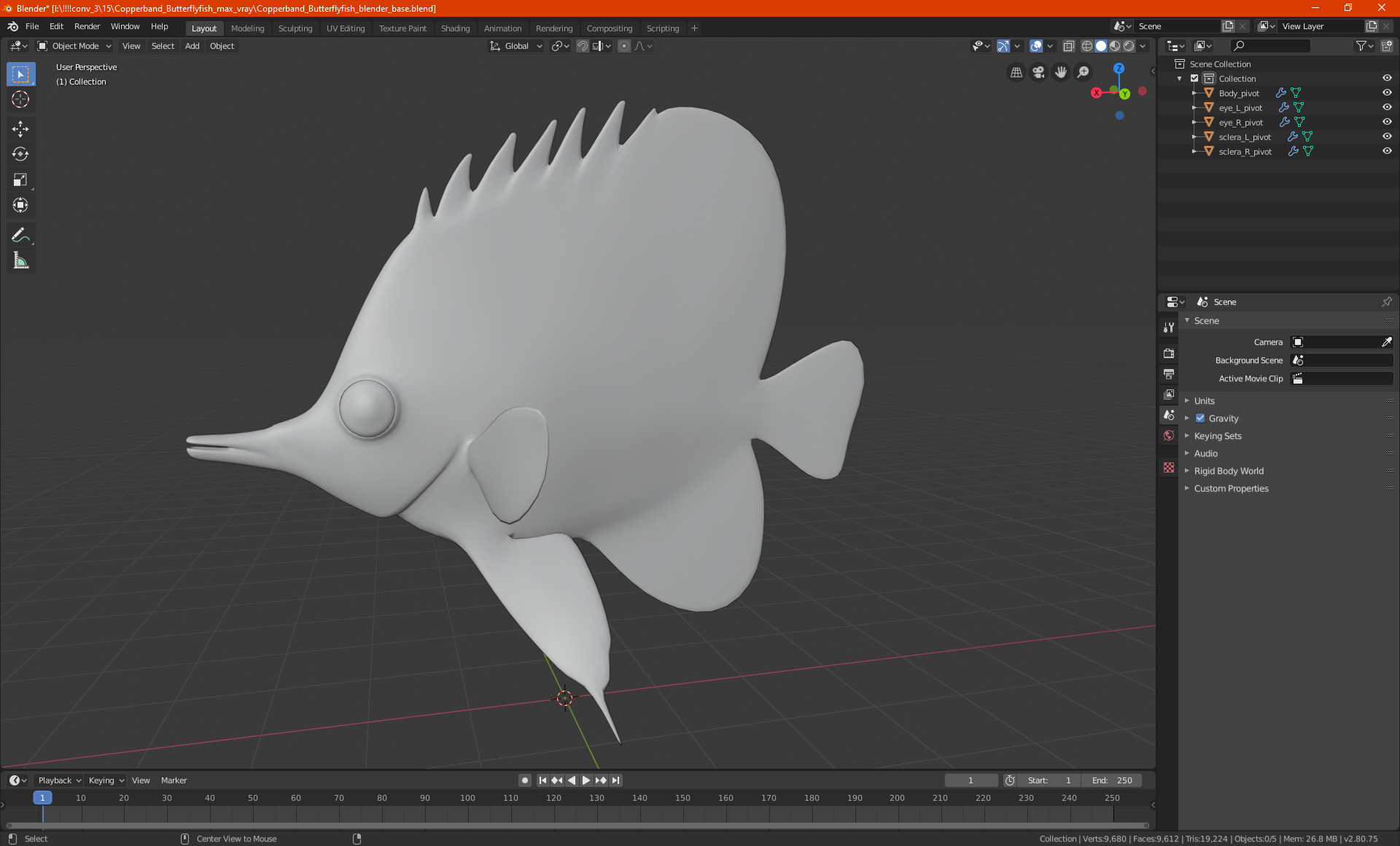 Copperband Butterflyfish 3D model