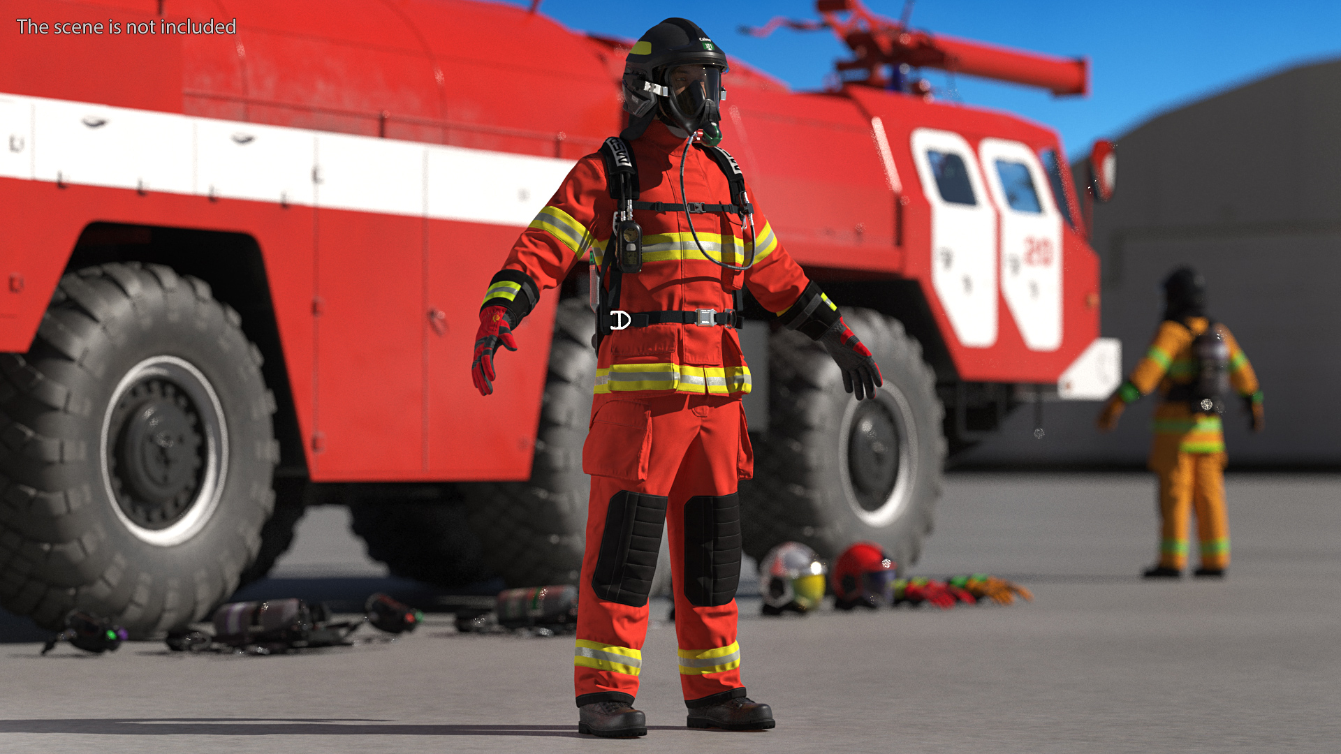 3D Firefighter Fully Equipped Rigged model