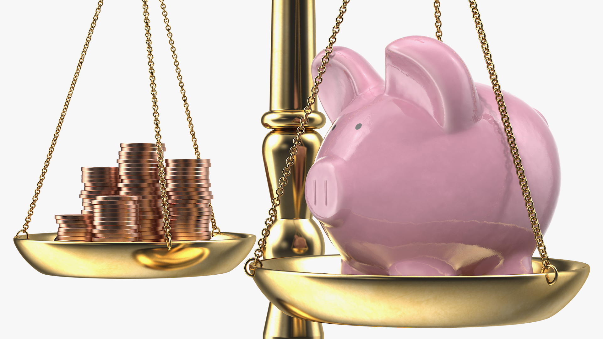 Scales Piggy Bank And Coins 3D