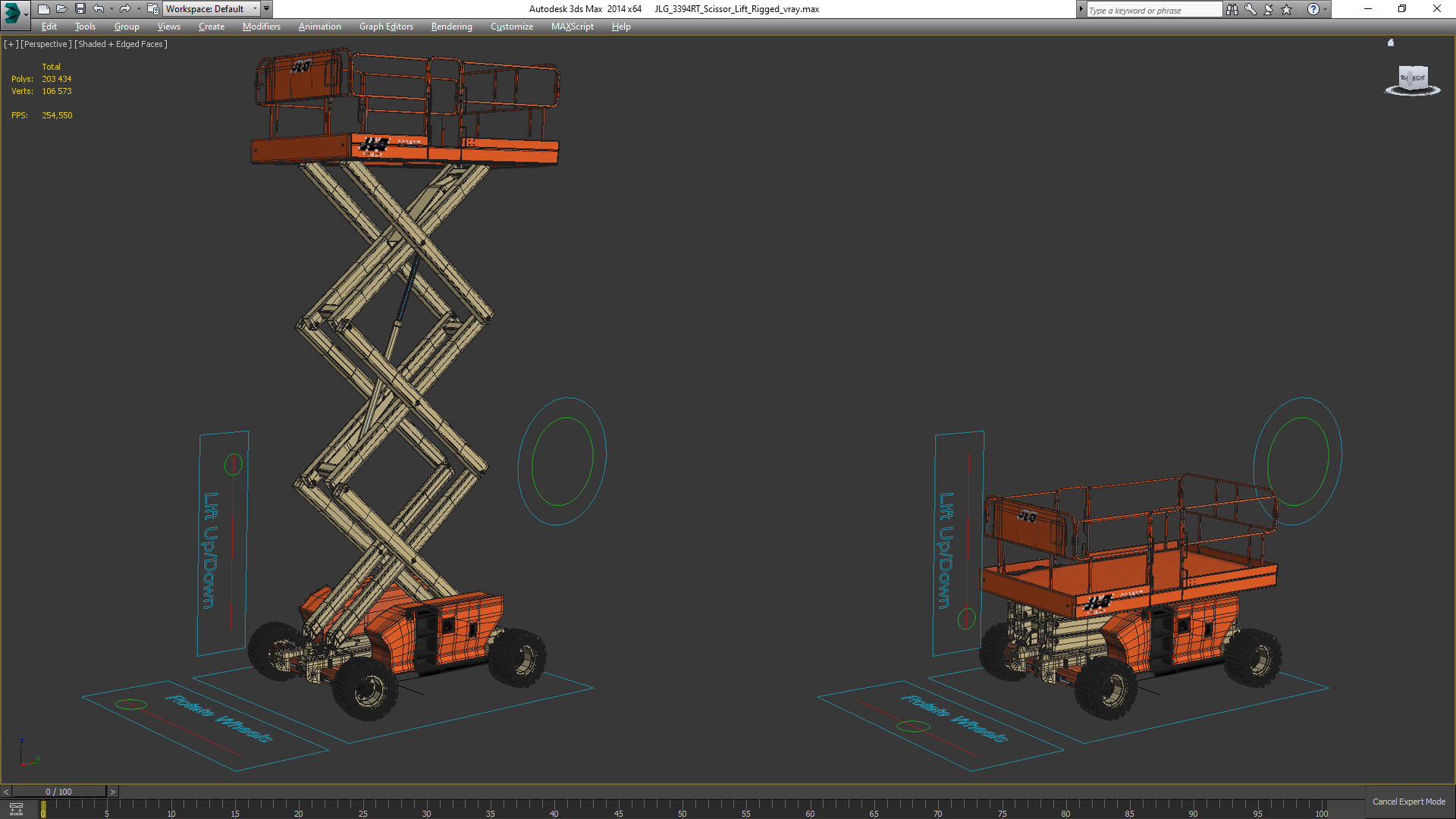 JLG 3394RT Scissor Lift Rigged for Cinema 4D 3D model