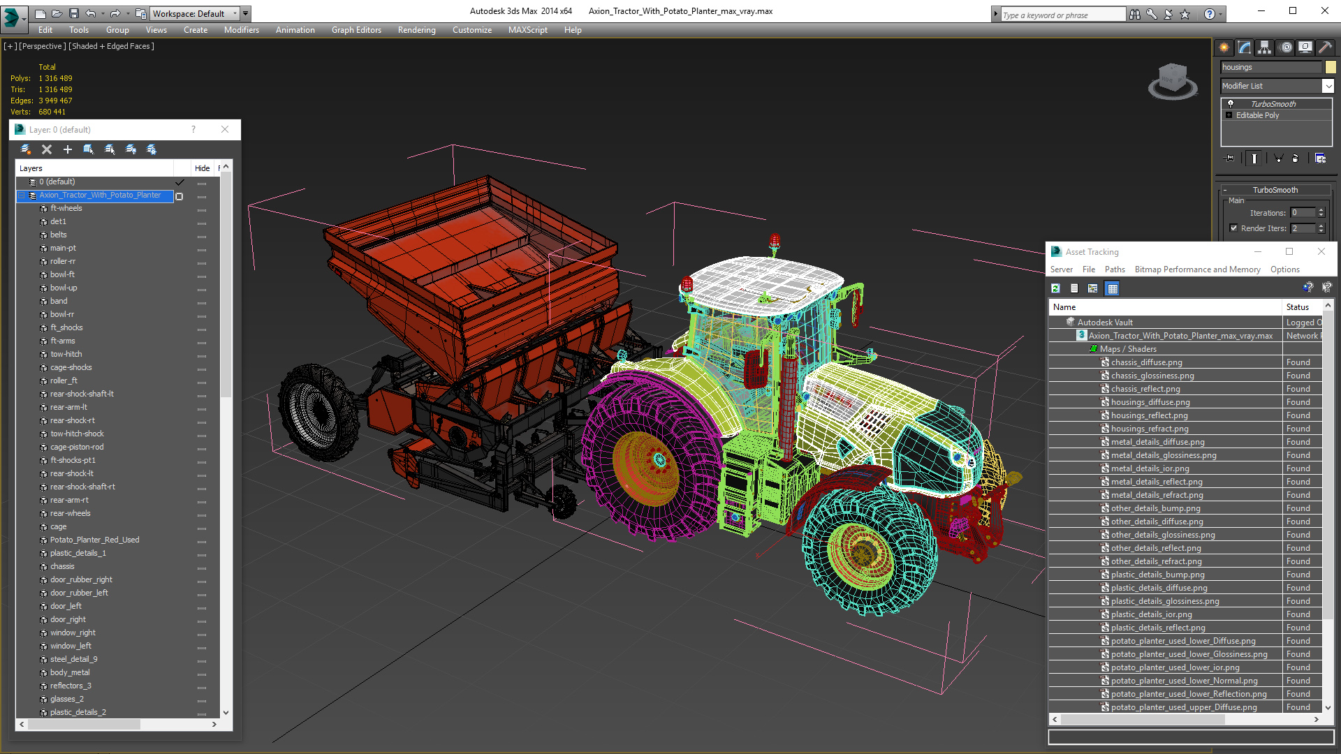 3D Axion Tractor With Potato Planter model