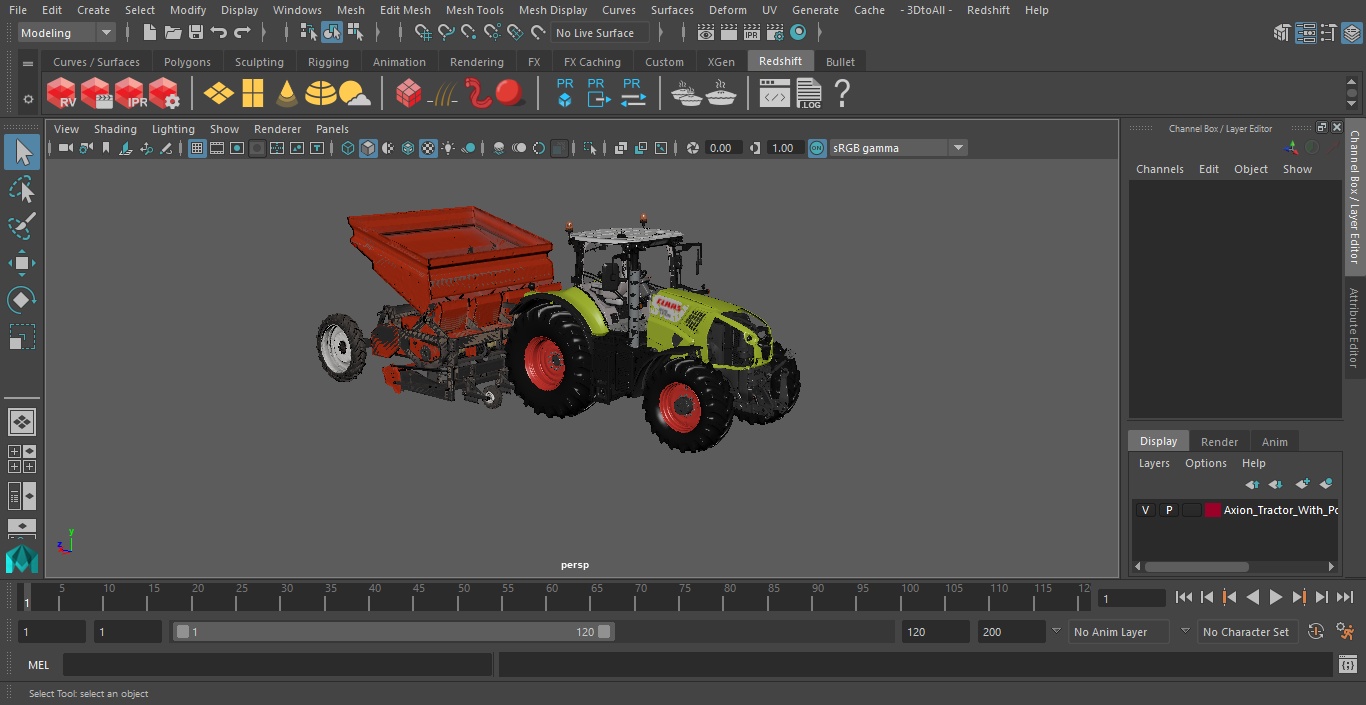 3D Axion Tractor With Potato Planter model