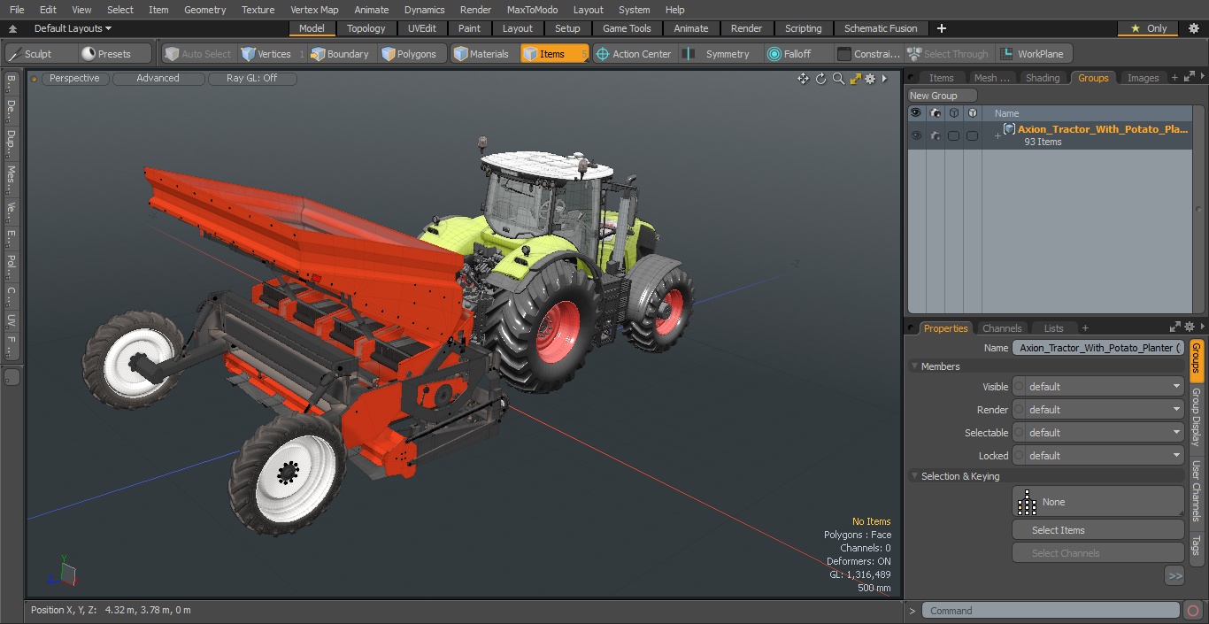 3D Axion Tractor With Potato Planter model