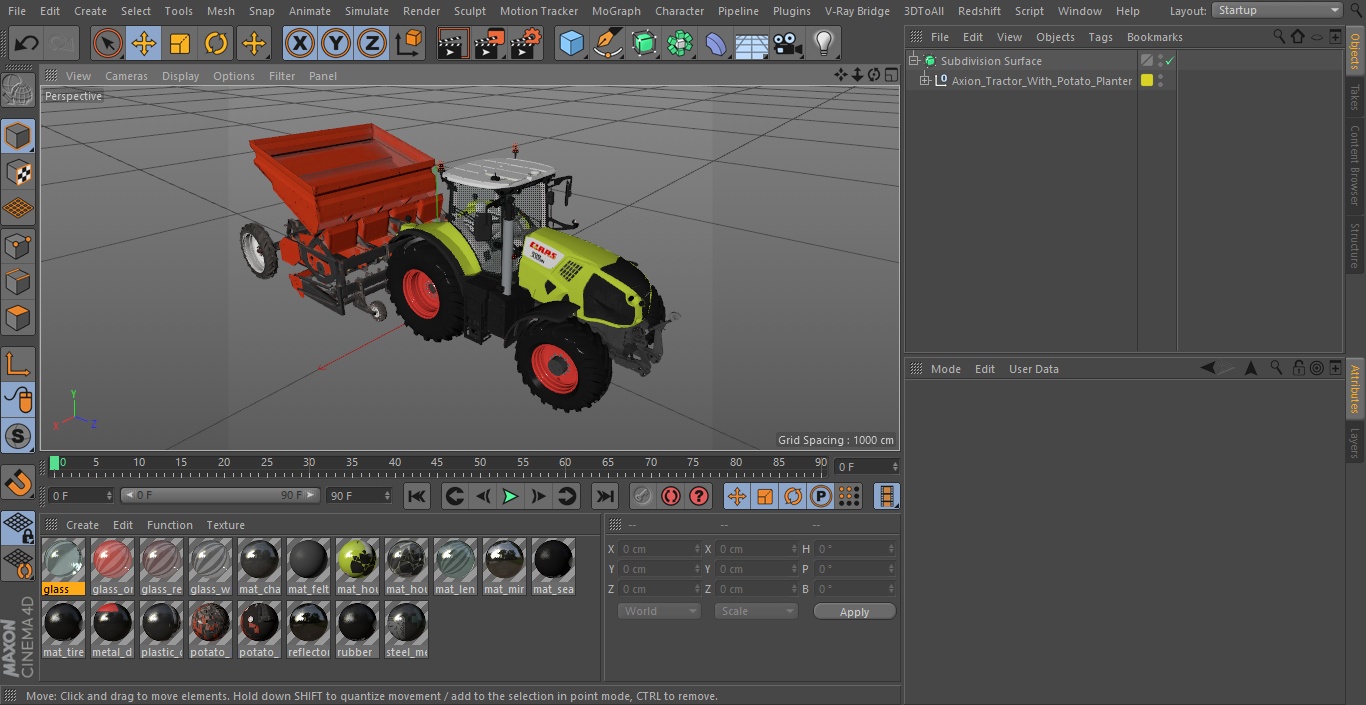 3D Axion Tractor With Potato Planter model