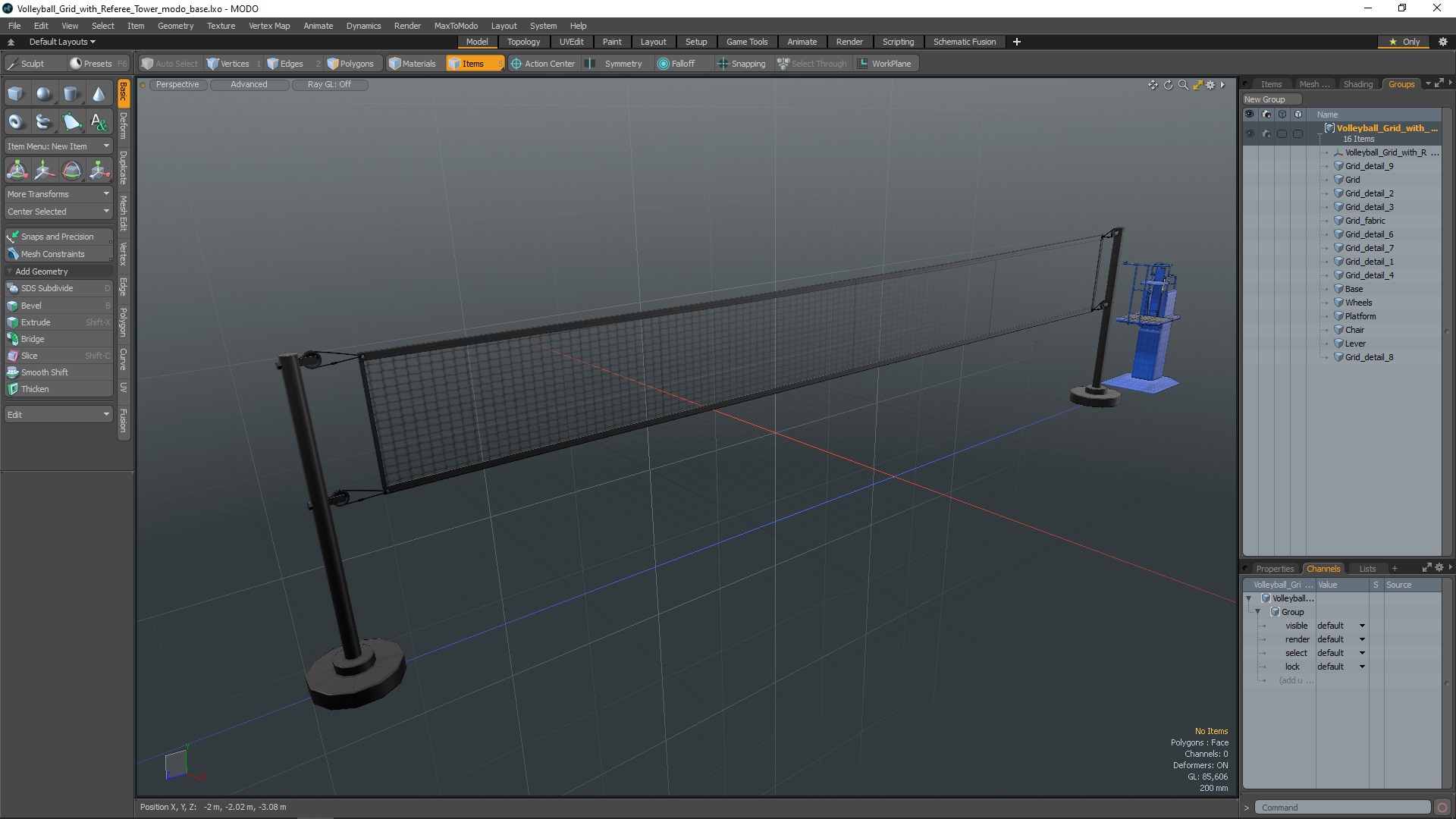 Volleyball Grid with Referee Tower 3D model