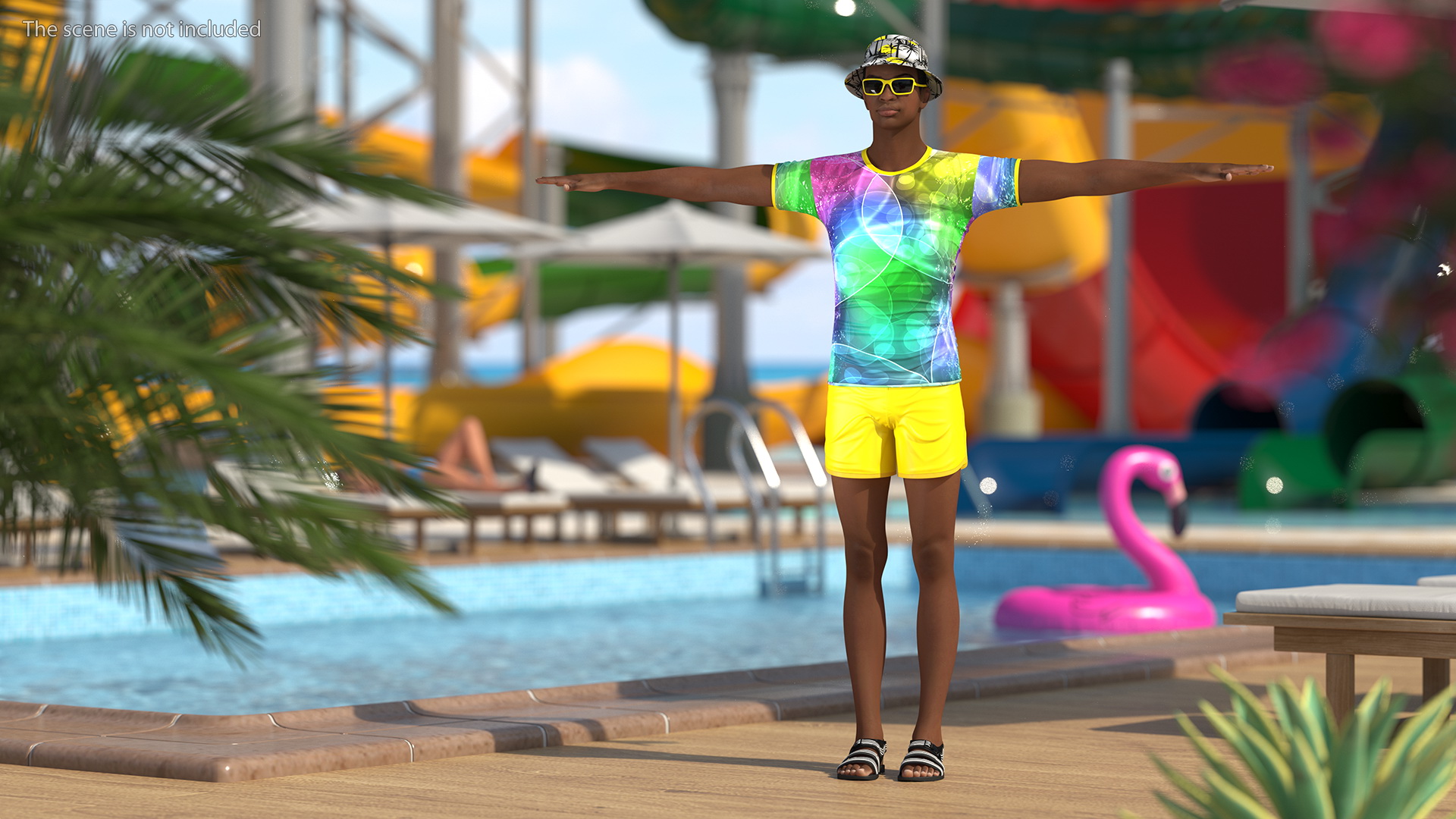 3D Light Skin Teenager Beach Style T Pose model