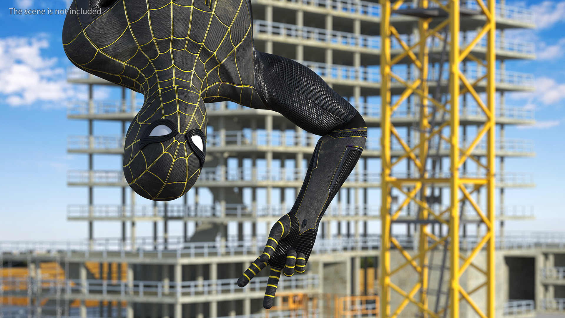 3D Spiderman Black Suit Hanging Pose model