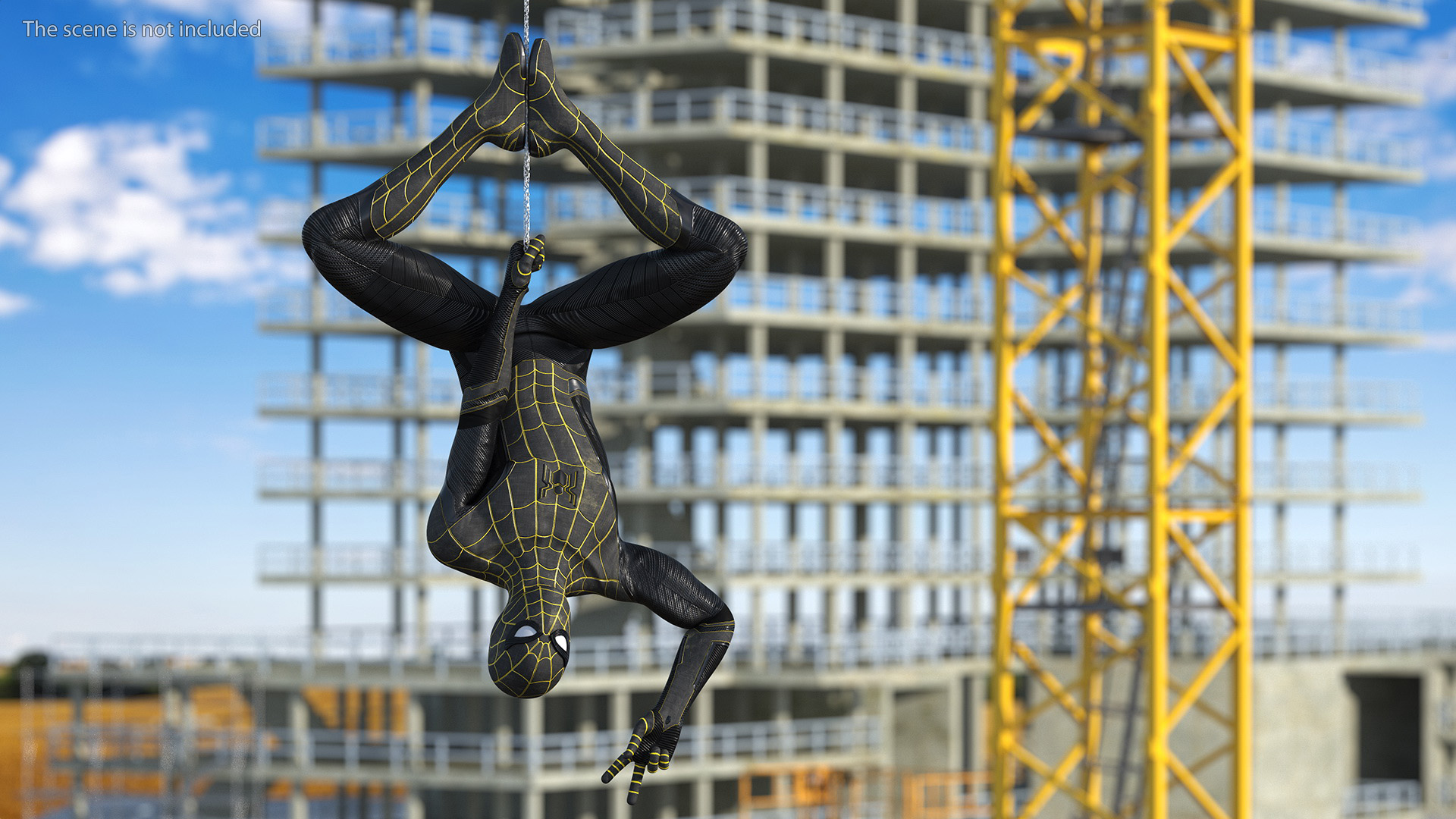 3D Spiderman Black Suit Hanging Pose model