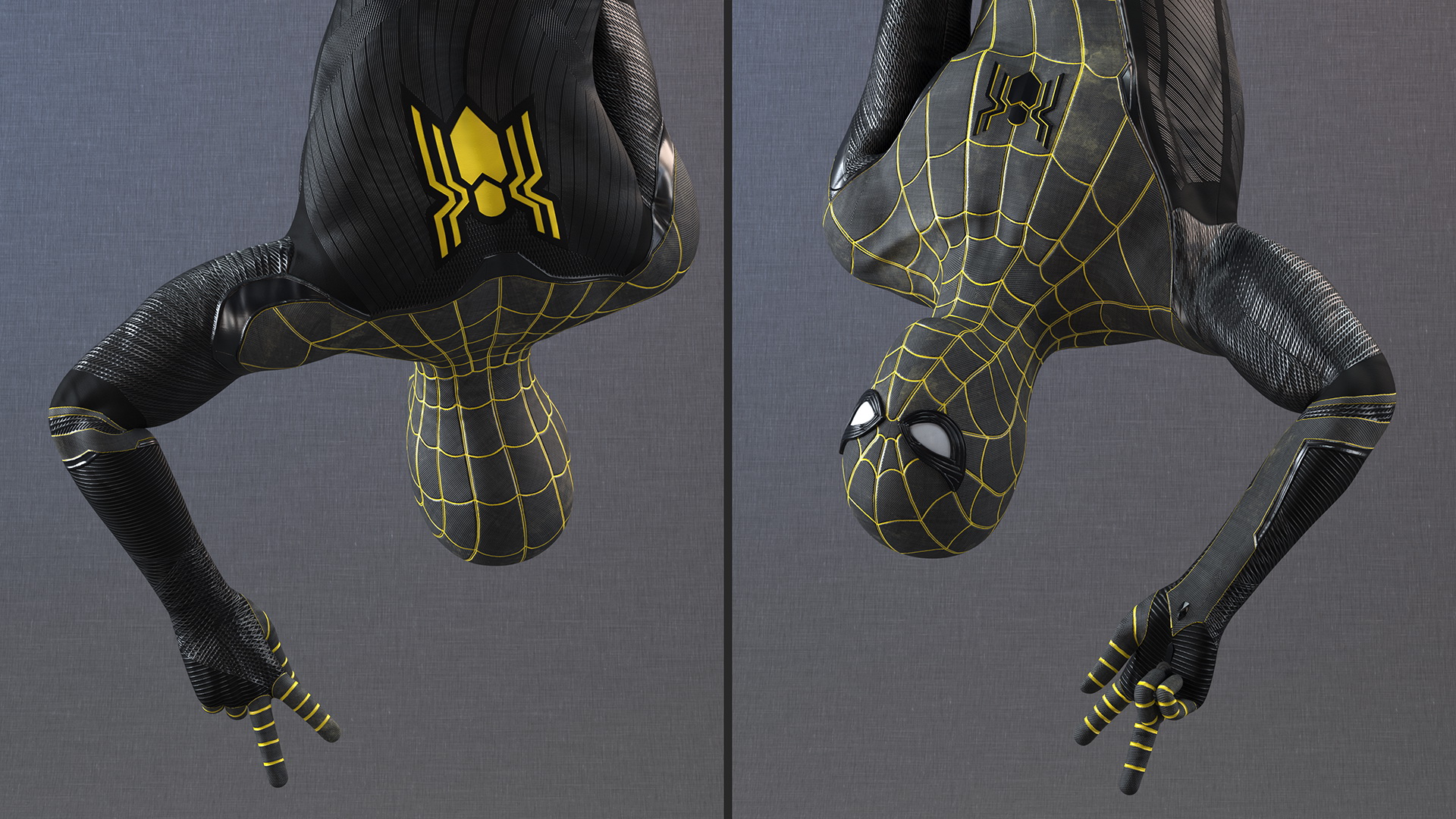 3D Spiderman Black Suit Hanging Pose model