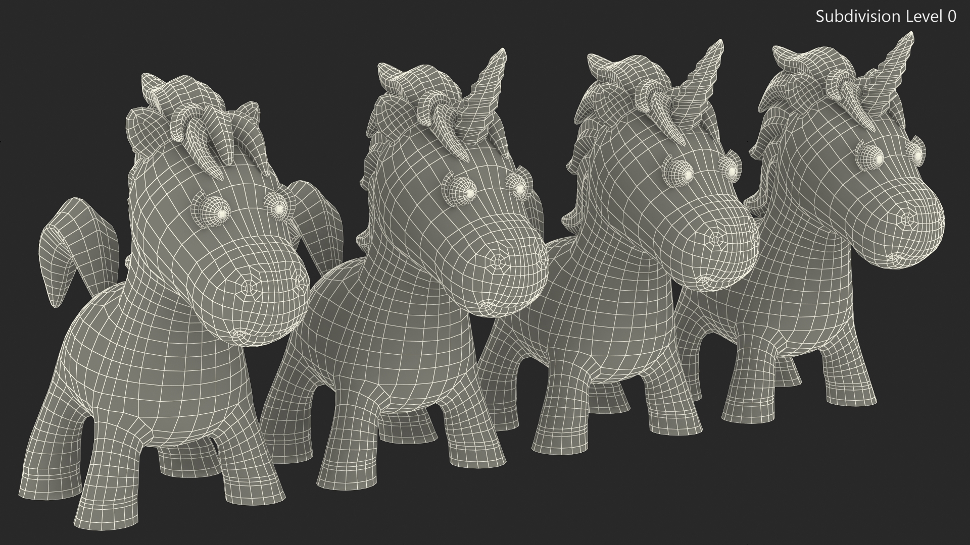 Cartoon Unicorn Set 3D model