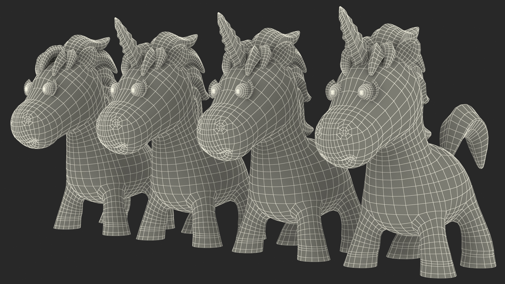 Cartoon Unicorn Set 3D model