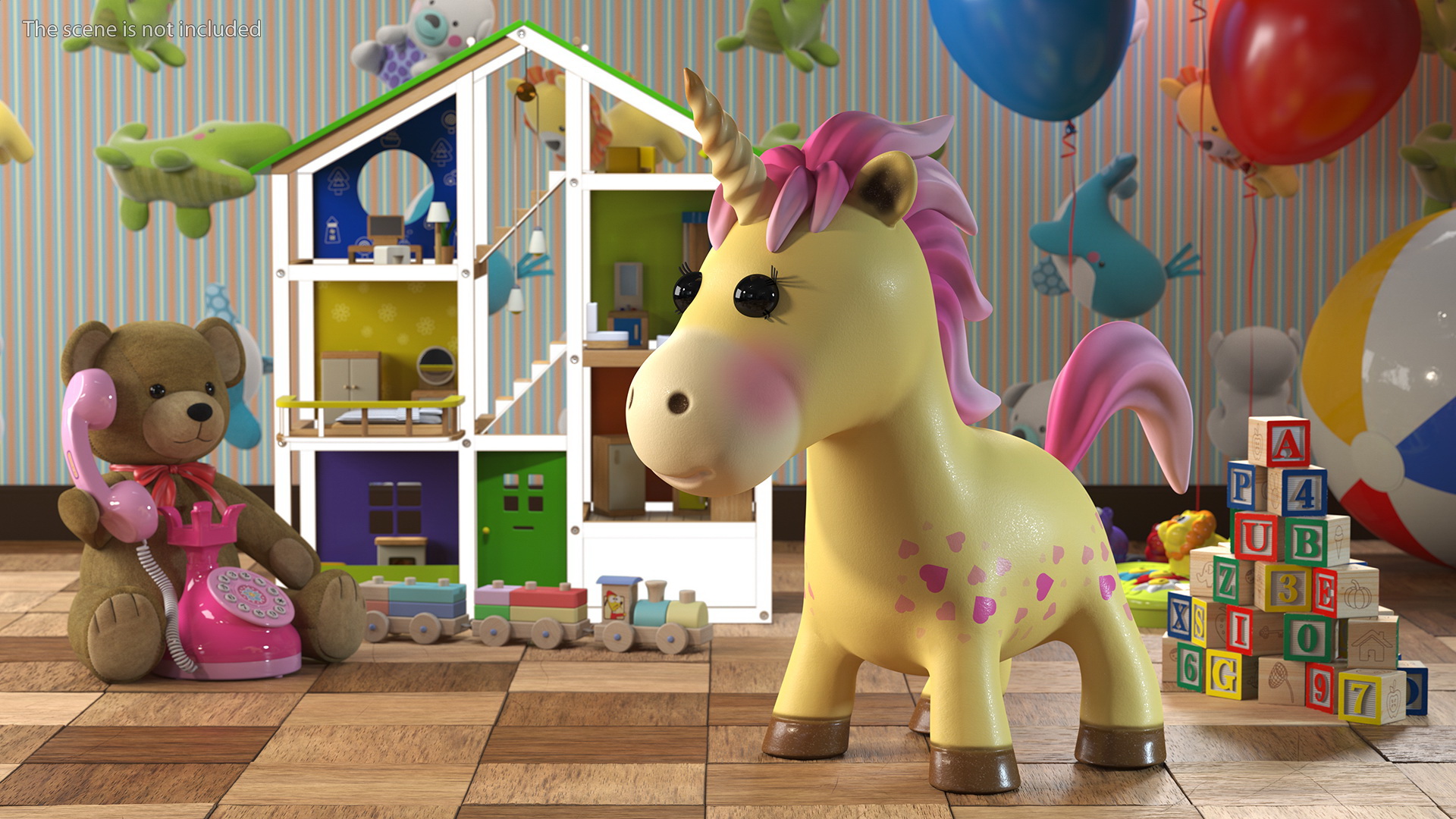 Cartoon Unicorn Set 3D model