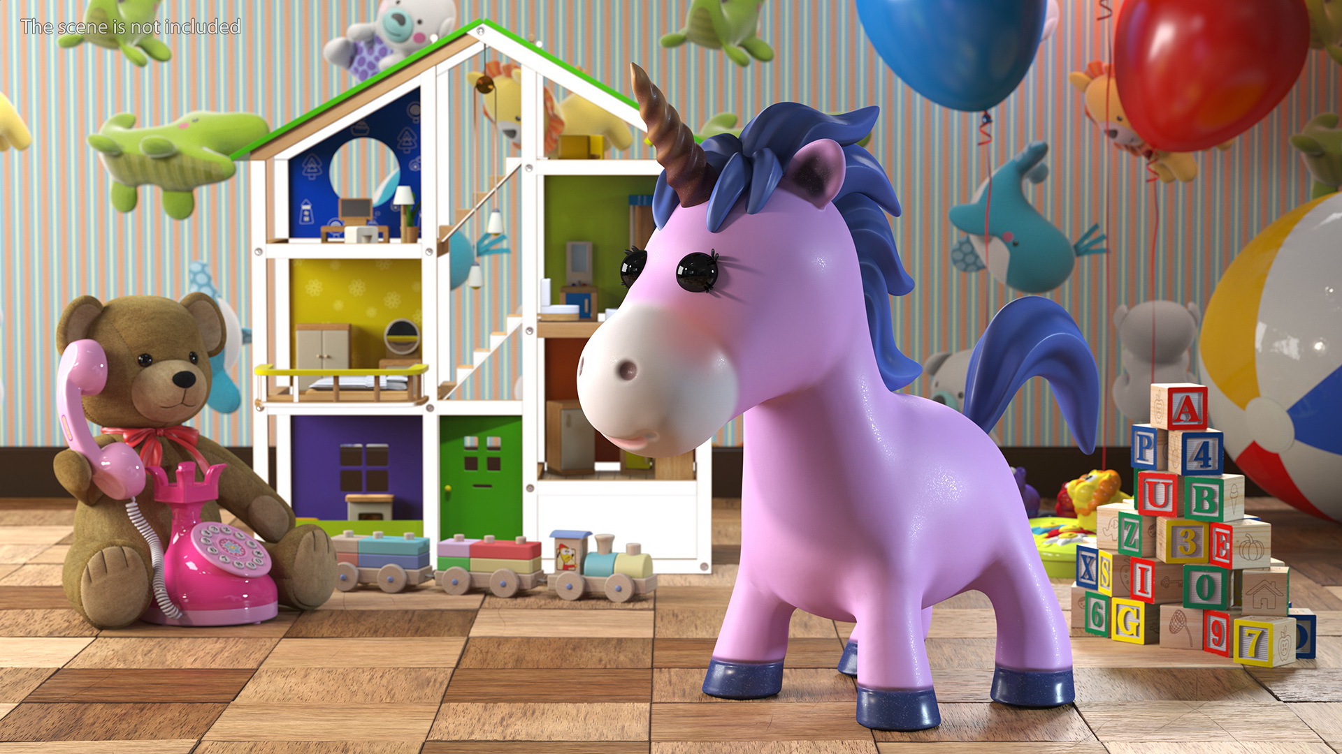 Cartoon Unicorn Set 3D model