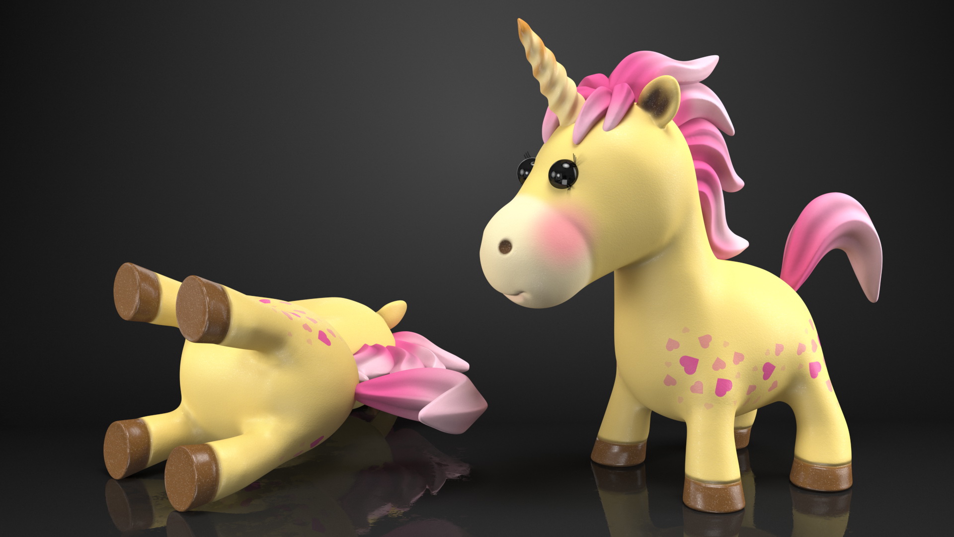 Cartoon Unicorn Set 3D model