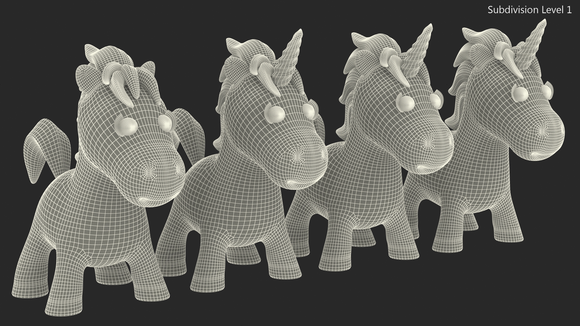 Cartoon Unicorn Set 3D model