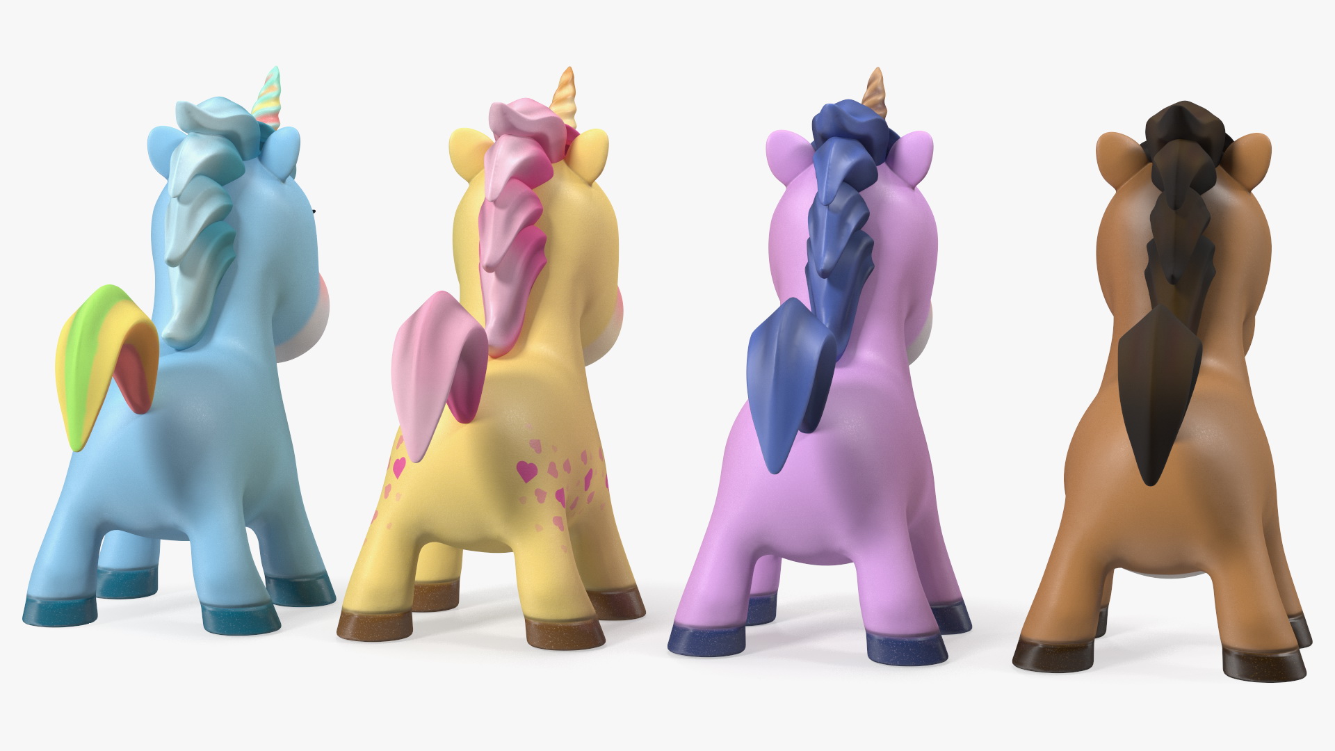 Cartoon Unicorn Set 3D model