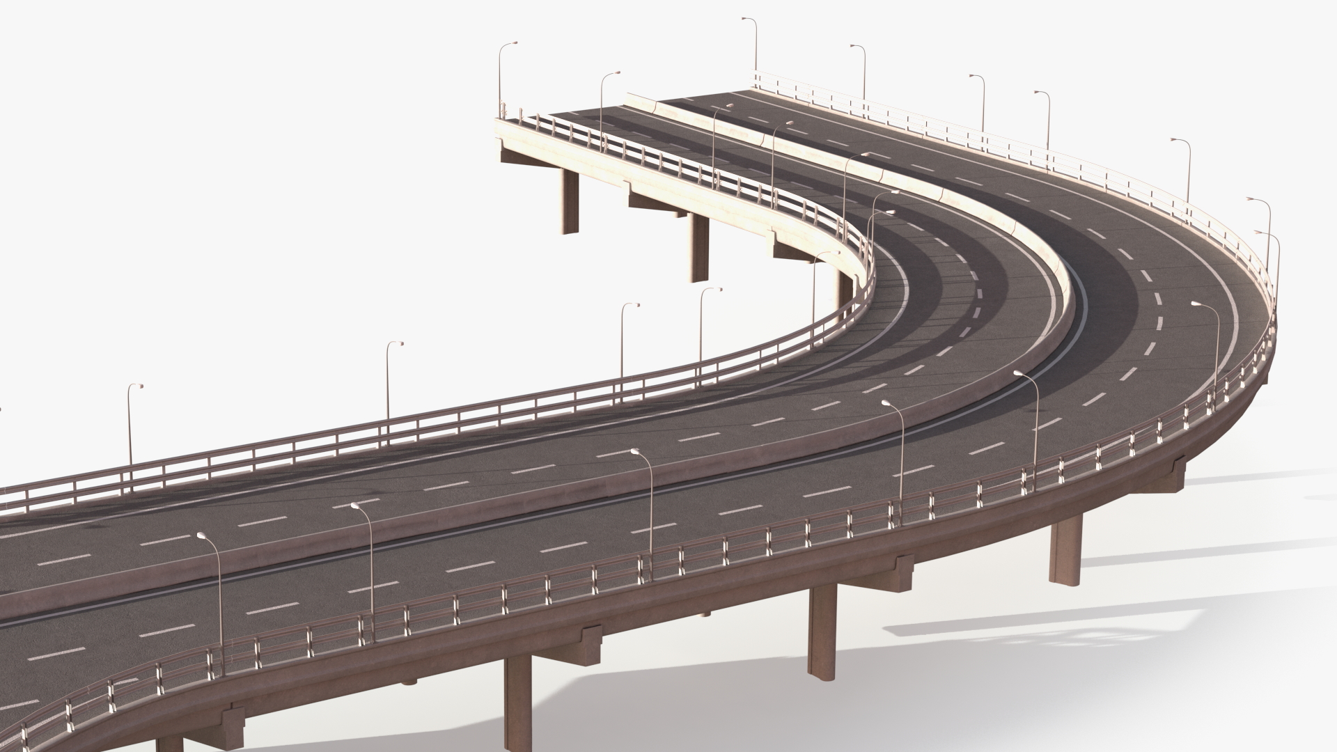 Connectable Highway Road Elements Entrance Ramp 3D