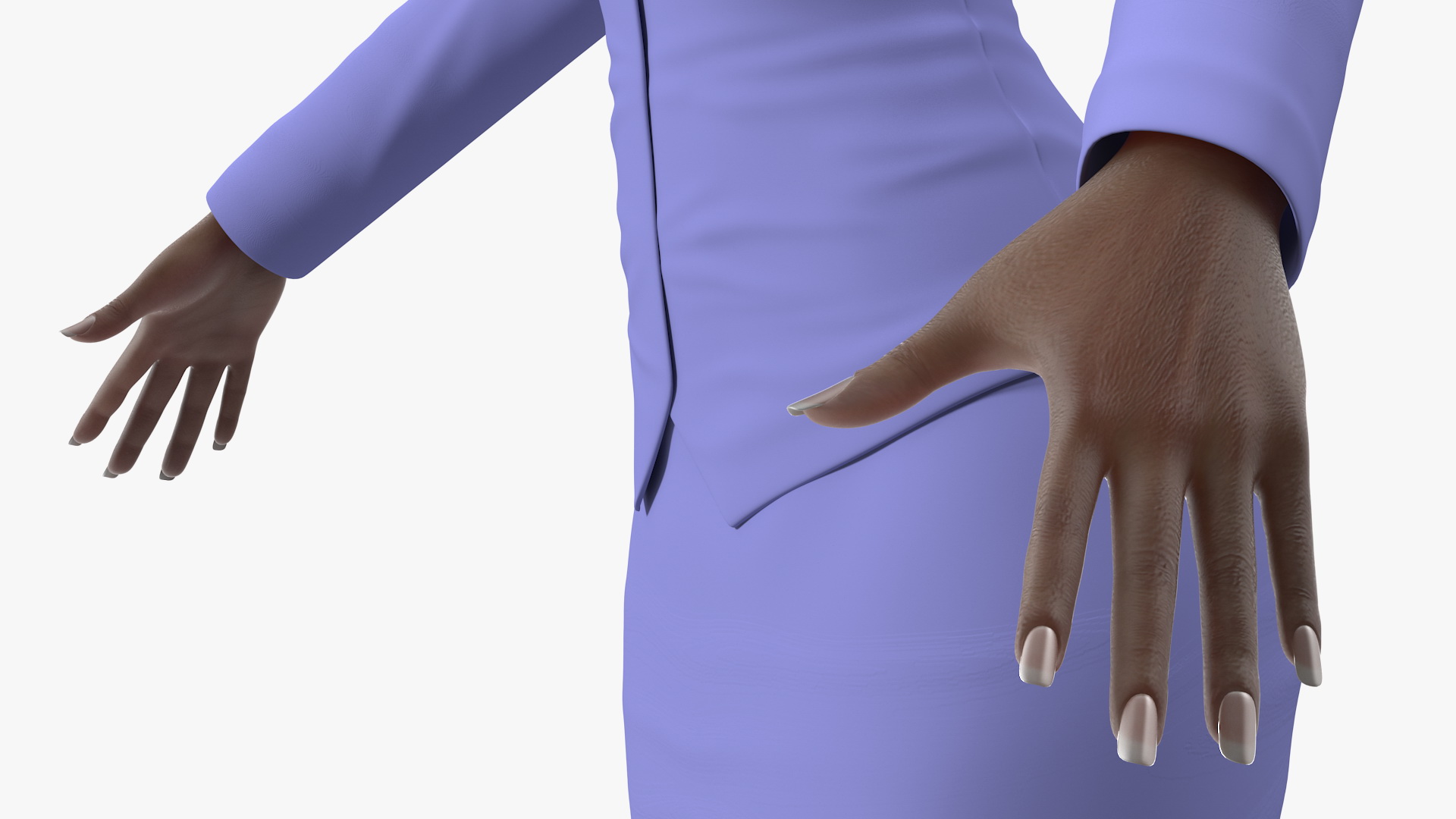 3D Dark Skinned Black Stewardess Rigged