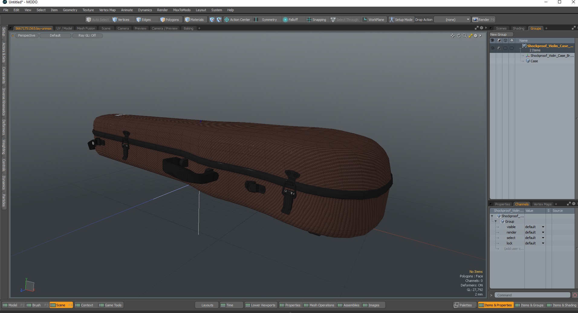 3D model Shockproof Violin Case Brown Closed