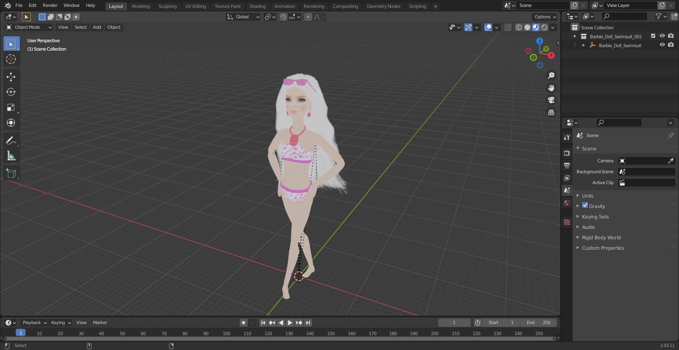 3D model Barbie Doll Swimsuit