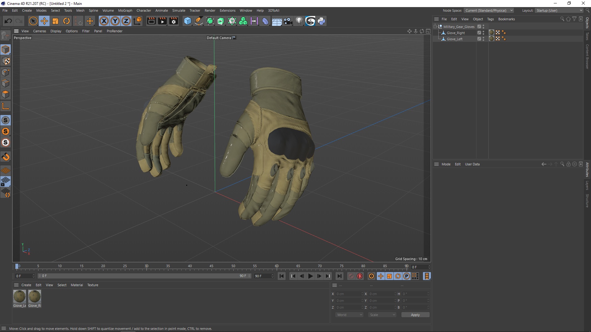 3D model Military Gear Gloves