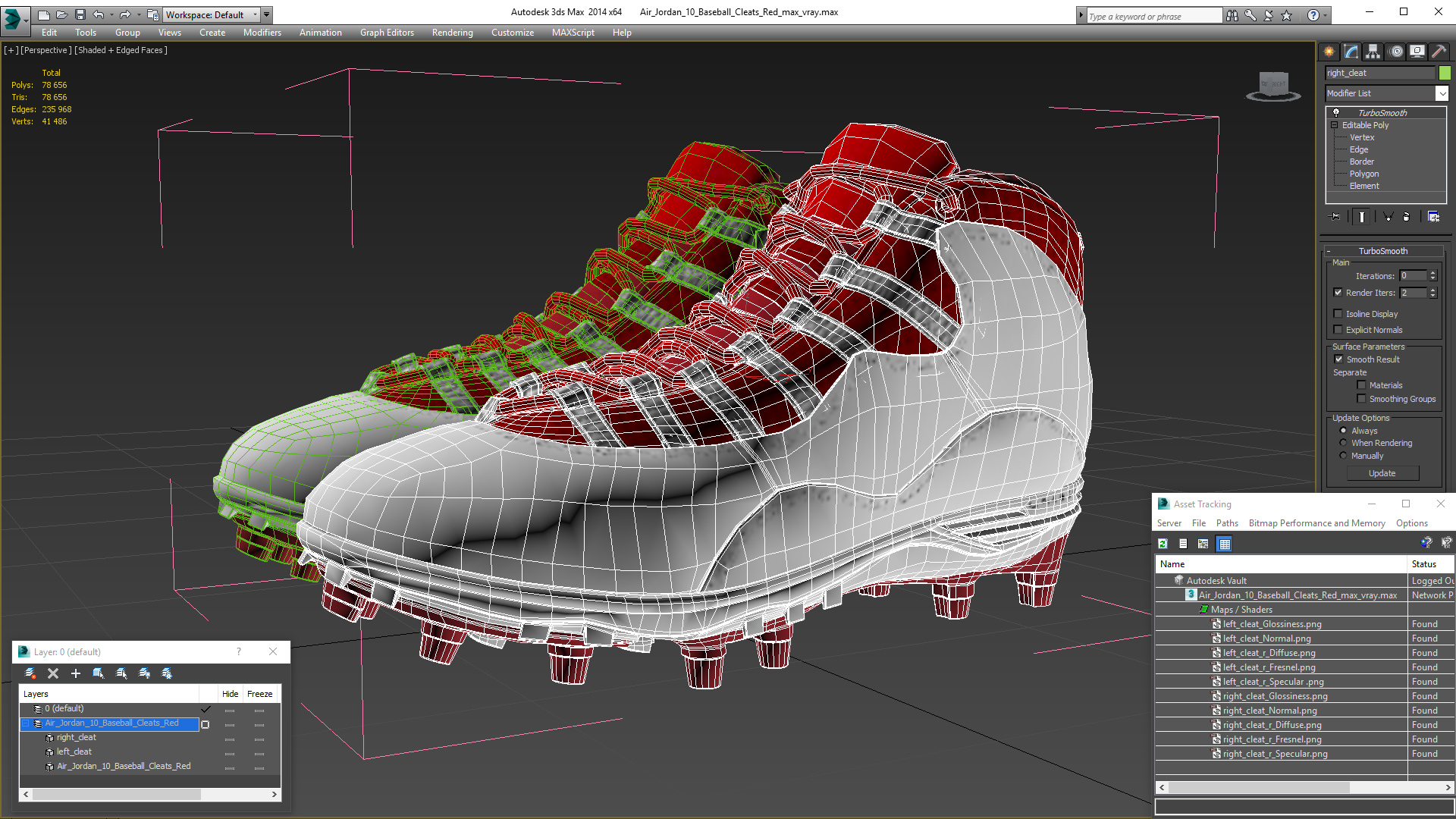 3D Air Jordan 10 Baseball Cleats Red model