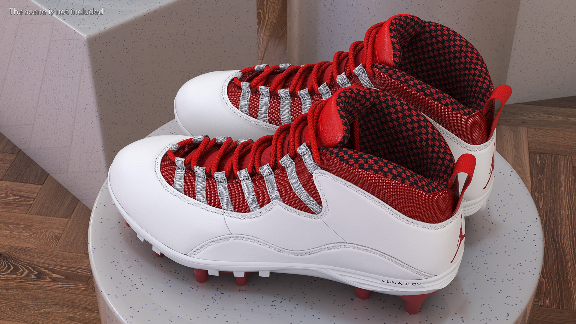 3D Air Jordan 10 Baseball Cleats Red model