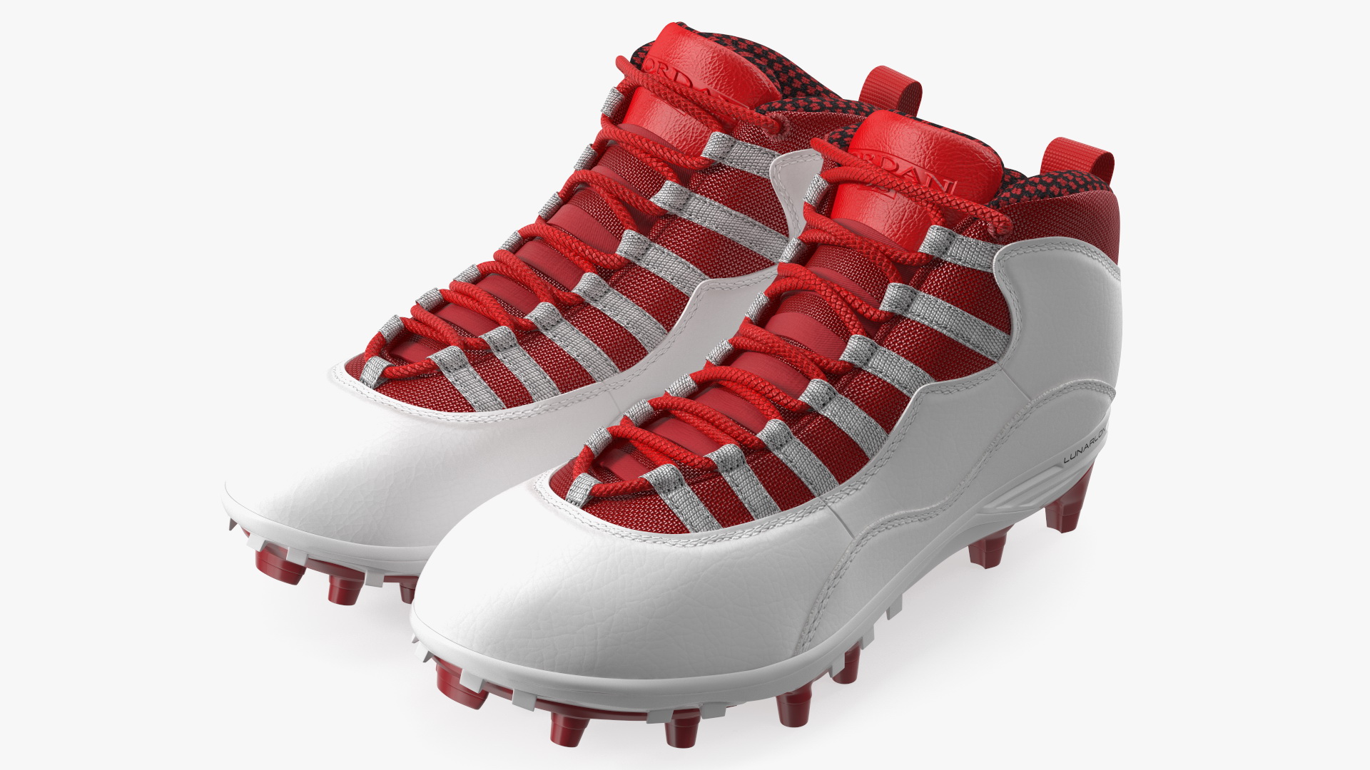 3D Air Jordan 10 Baseball Cleats Red model