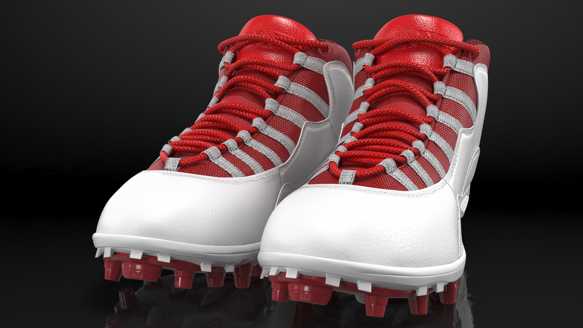 3D Air Jordan 10 Baseball Cleats Red model