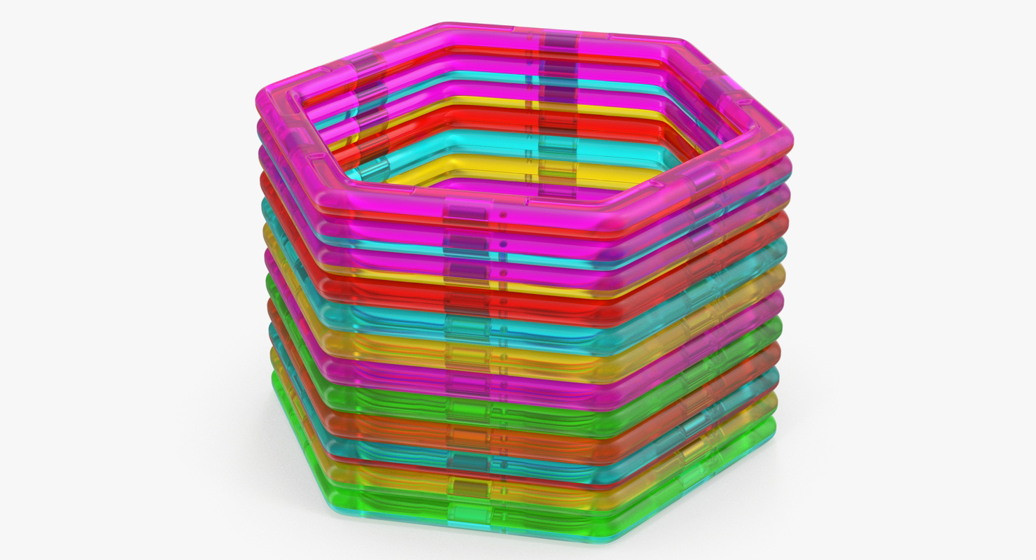 3D Magnetic Designer Colored Hexagons Set model