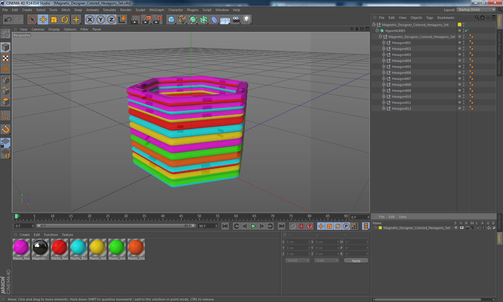 3D Magnetic Designer Colored Hexagons Set model