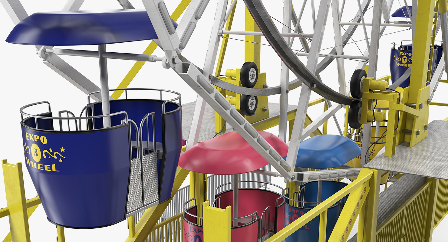 Small Town Carnival Ferris Wheel Rigged 3D model