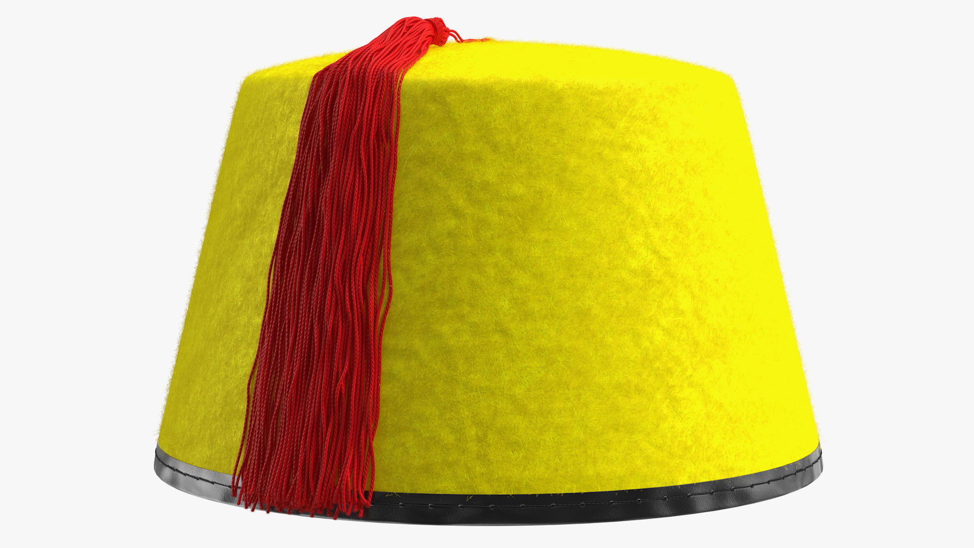 3D Traditional Arabic Yellow Fez Hat With Red Tassel Fur model