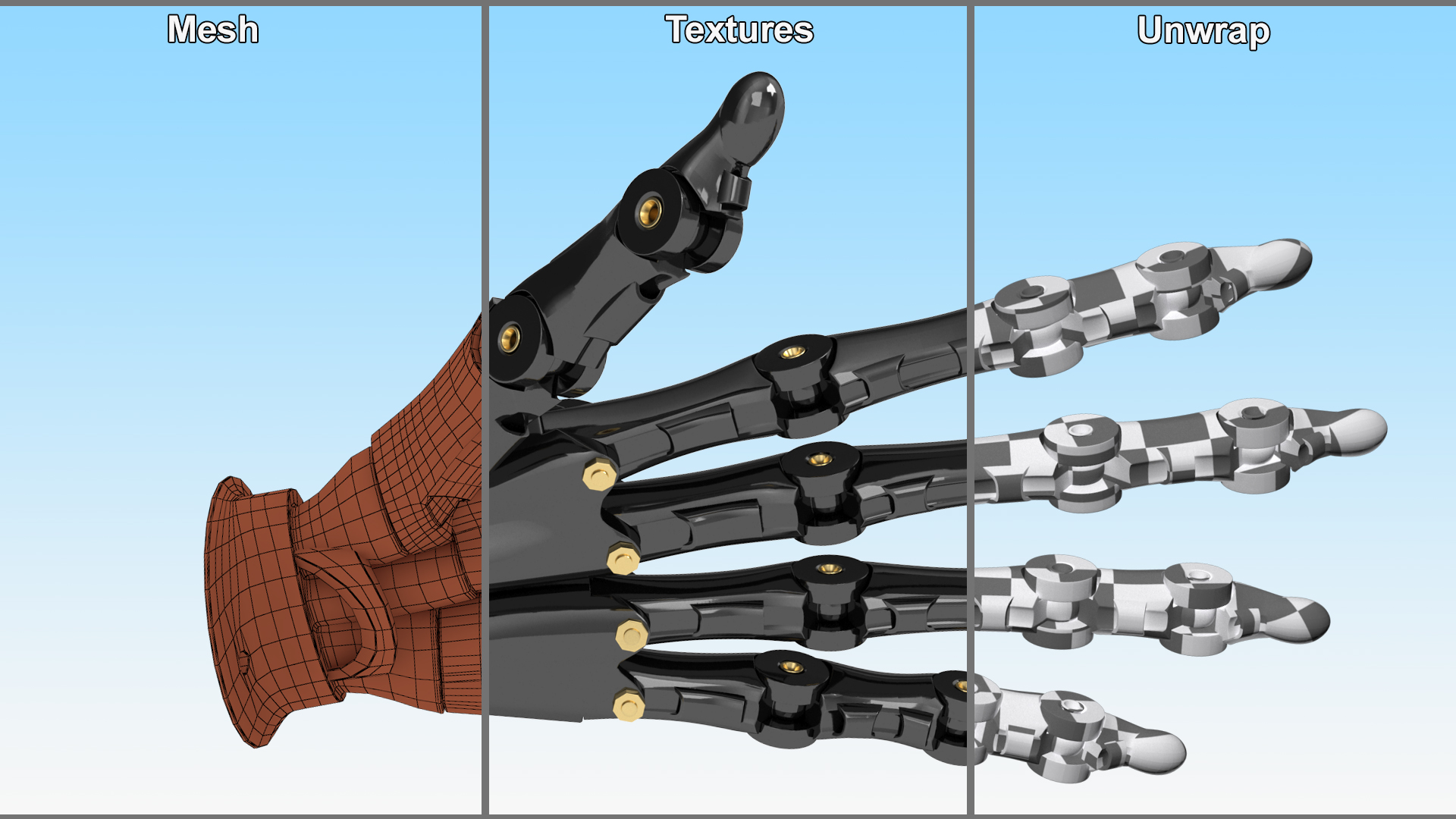 3D Robotic Hand Black model