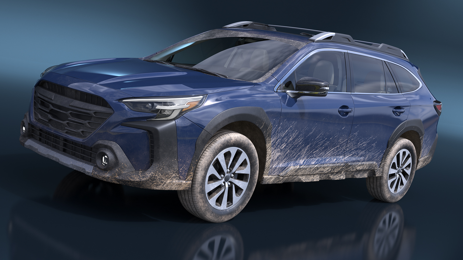 3D model City Crossover SUV Blue Dirty Simplified