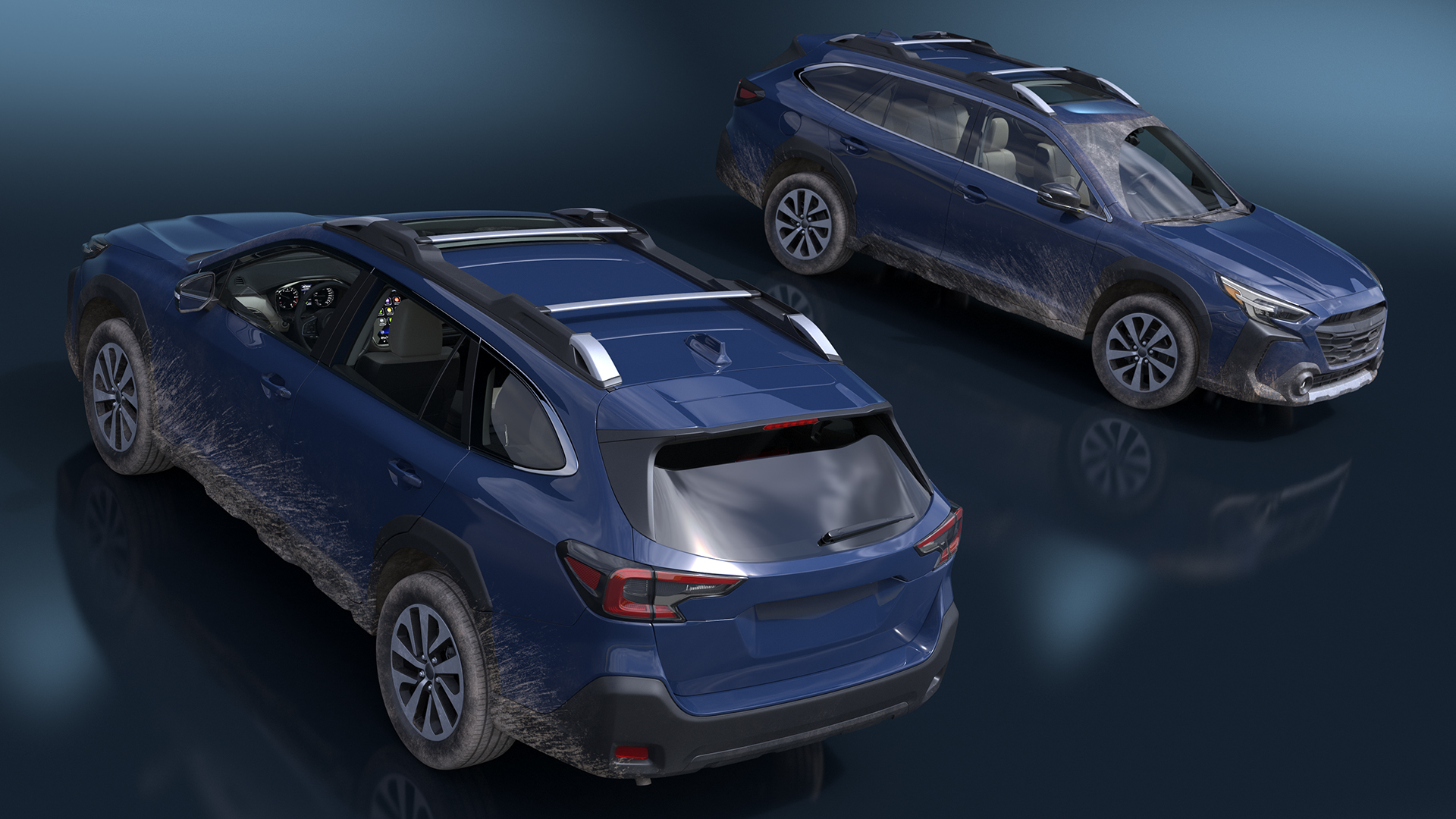 3D model City Crossover SUV Blue Dirty Simplified