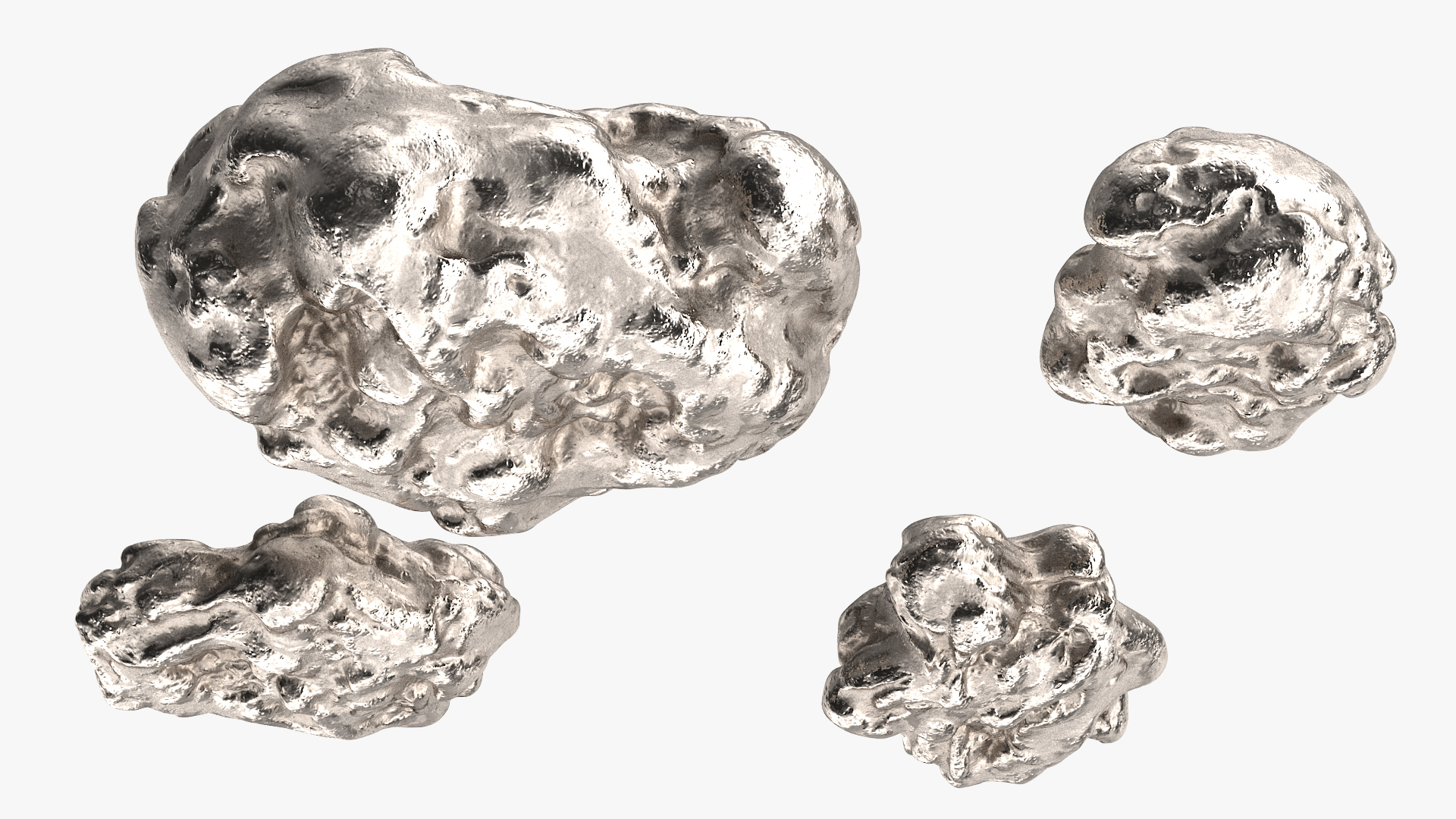 3D Metallic Silver Big Minerals model