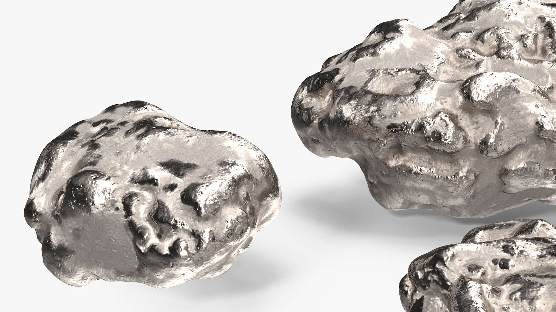 3D Metallic Silver Big Minerals model